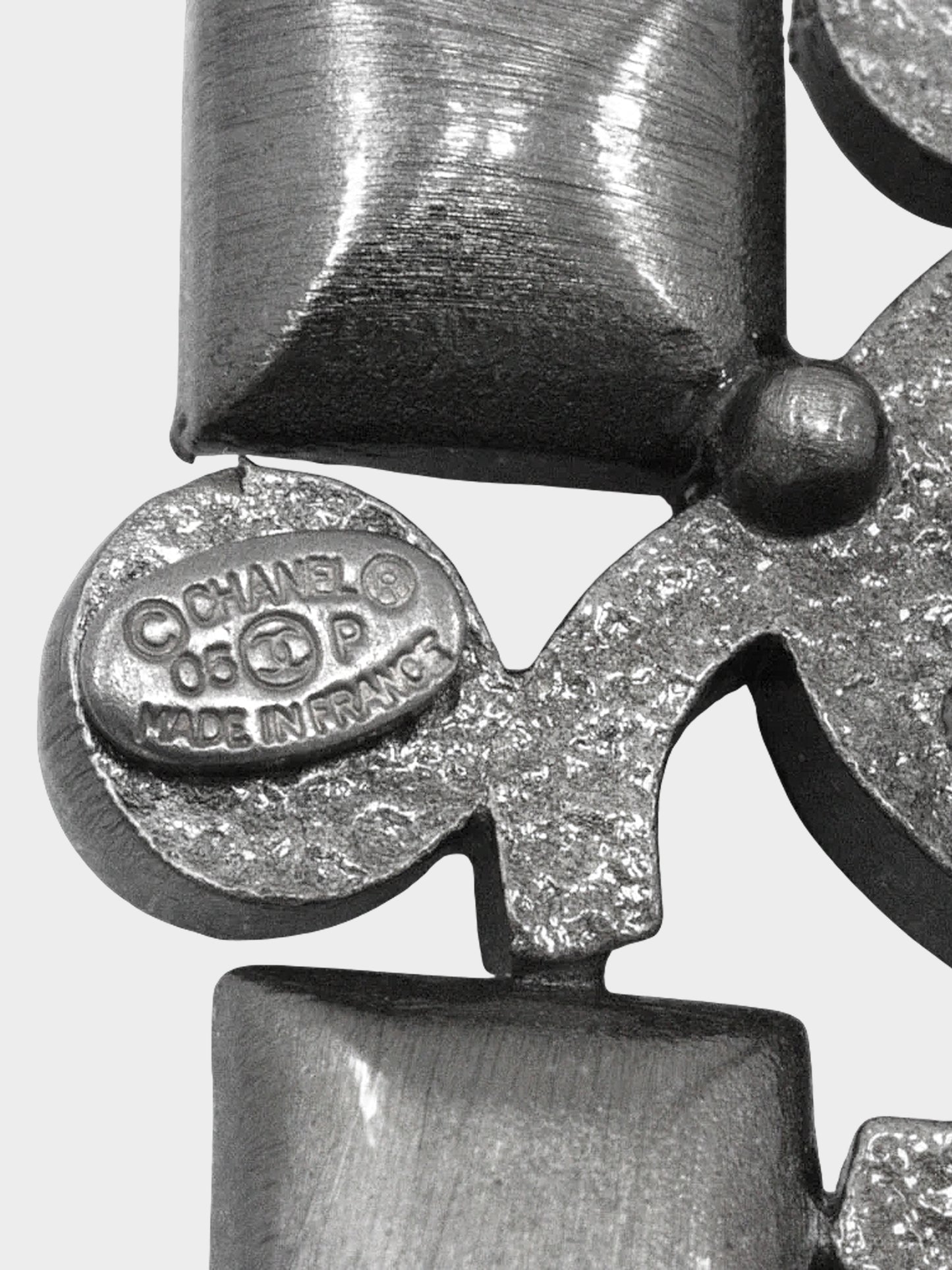 Chanel Spring 2005 Gunmetal CC Rhinestone-embellished Brooch