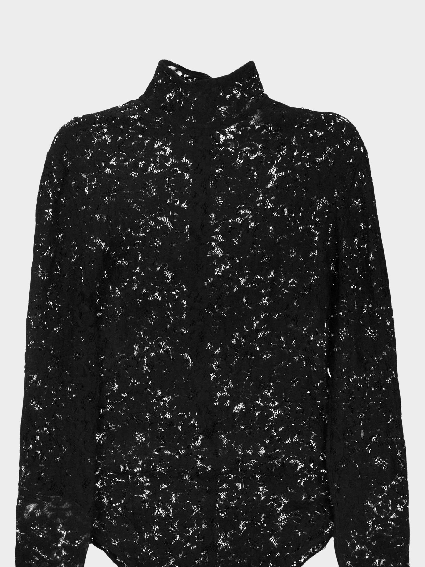 Givenchy 1990s Black Floral Lace Long-sleeved Bodysuit