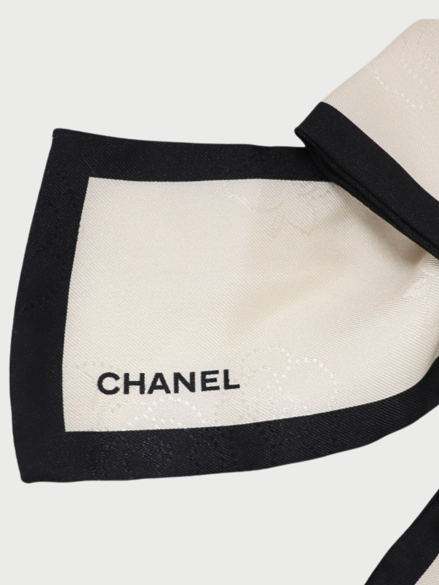 Chanel 2000s Black White Silk Camellia Scarf Scrunchie
