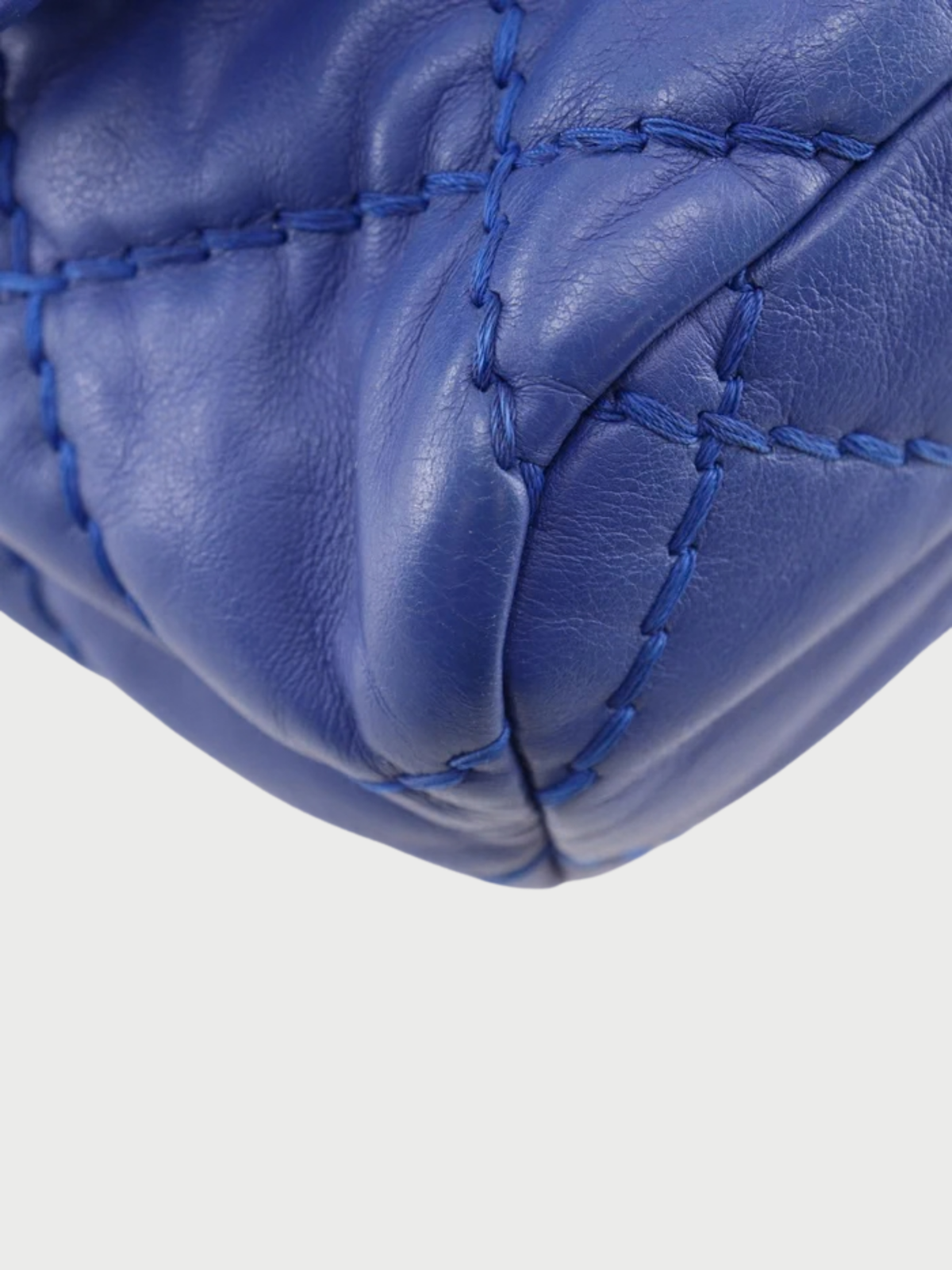 Chanel 2012 Blue Lambskin Wild Stitch Chain Shoulder Bag