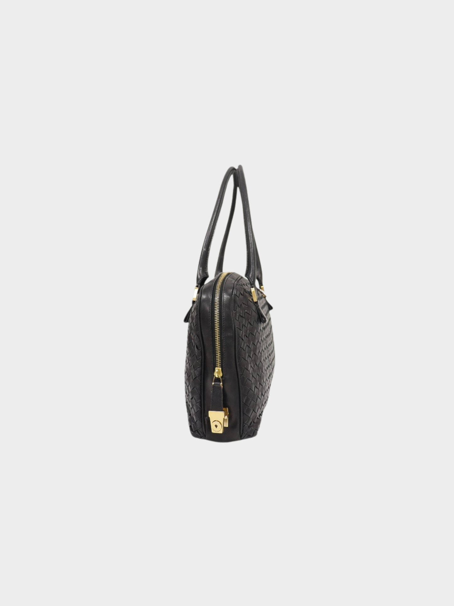 Bottega Veneta 2000s Black Intrecciato Leather Handbag