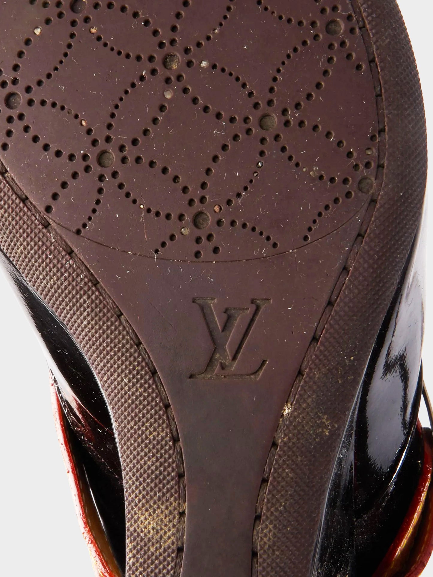 Louis Vuitton 2007 Dark Burgundy Vernis Leather Wedge Boots