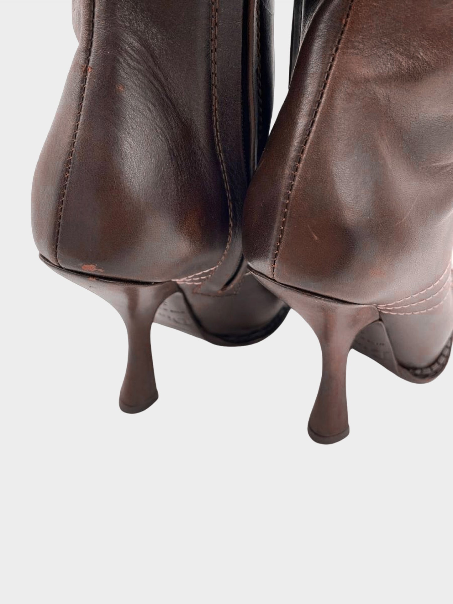 Christian Dior 2000s Chocolate Brown Montaigne Lace-up Long Boots