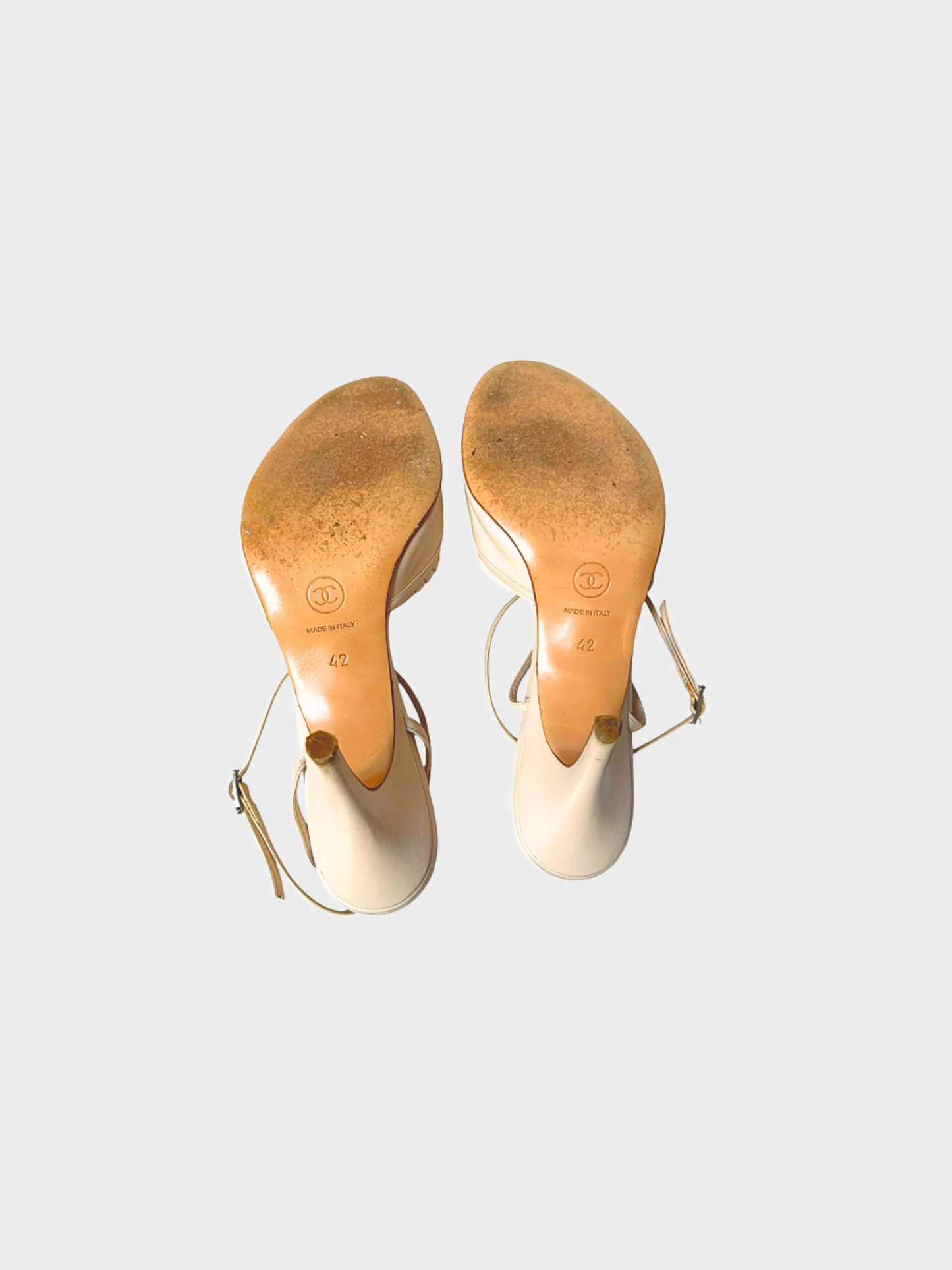 Chanel 2000s Beige Logo Plated Heels