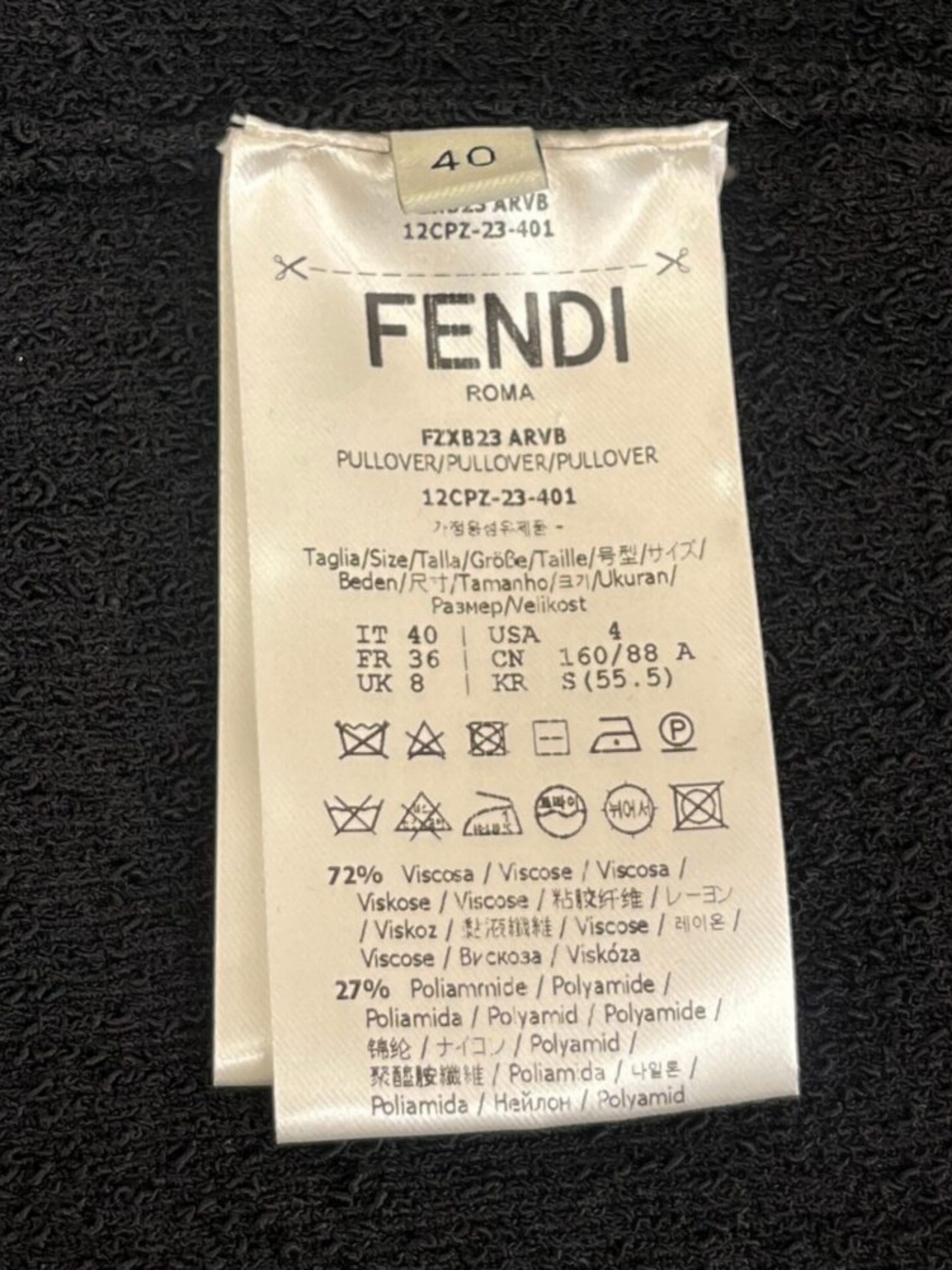 Fendi 2020s Black Knit Asymmetrical Logo Hem Sweater