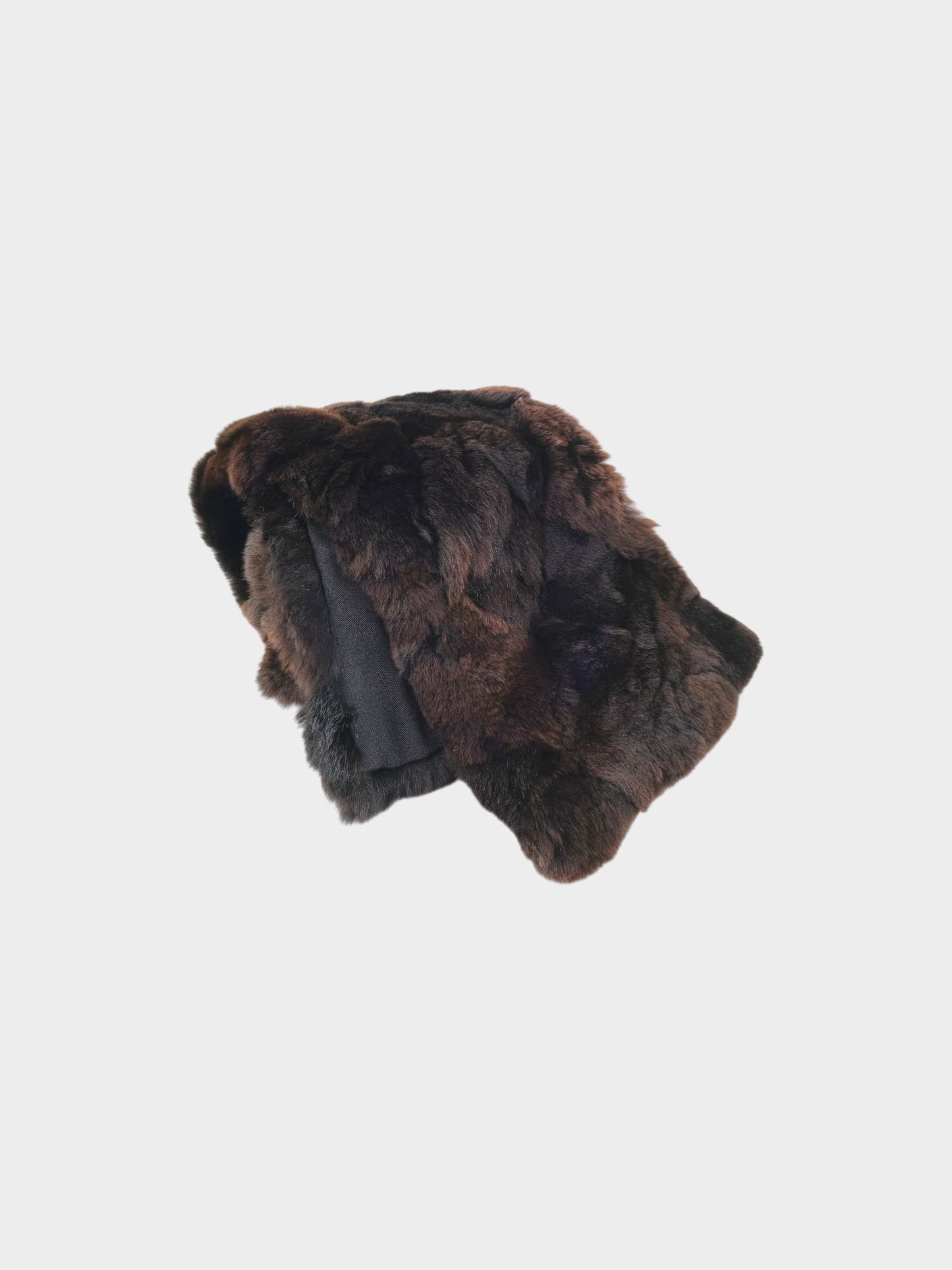 Chanel 2000s Brown and Black Rabbit Fur and Silk Scarf