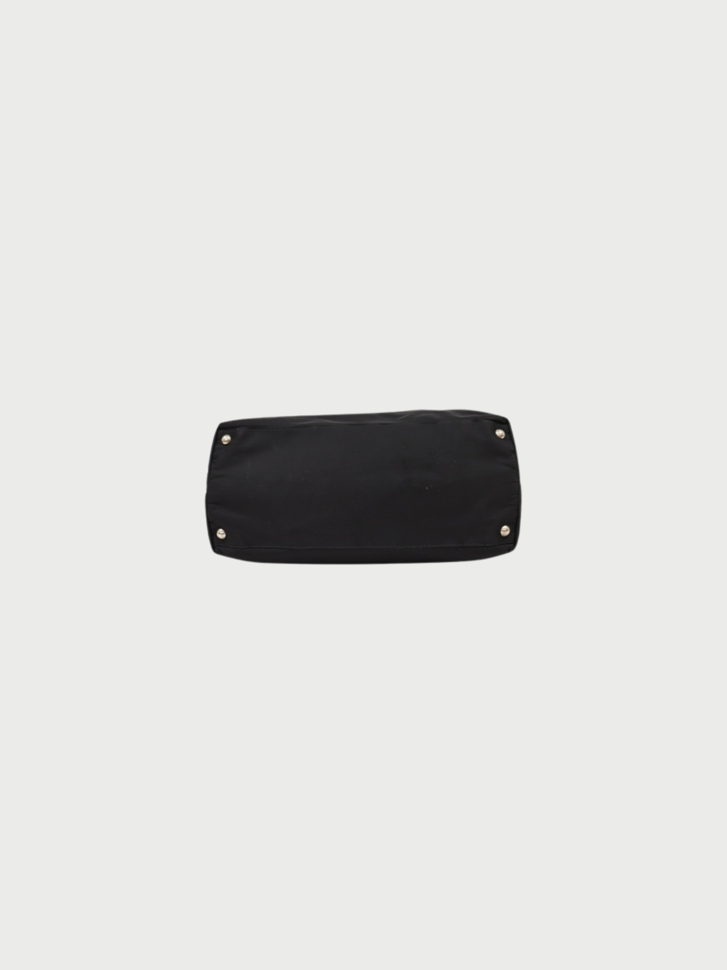 Prada 2000s Black Nylon Leather Triangle Logo Tote Bag