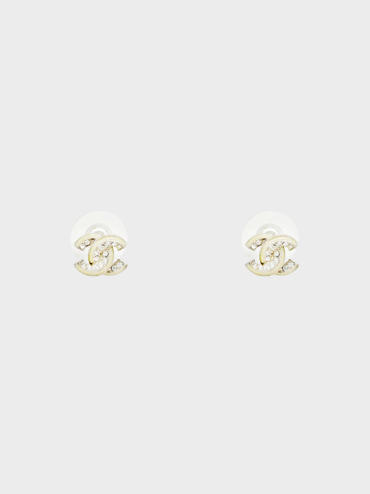 Chanel 2011 Cruise Mini Ivory Rhinestone CC Earrings