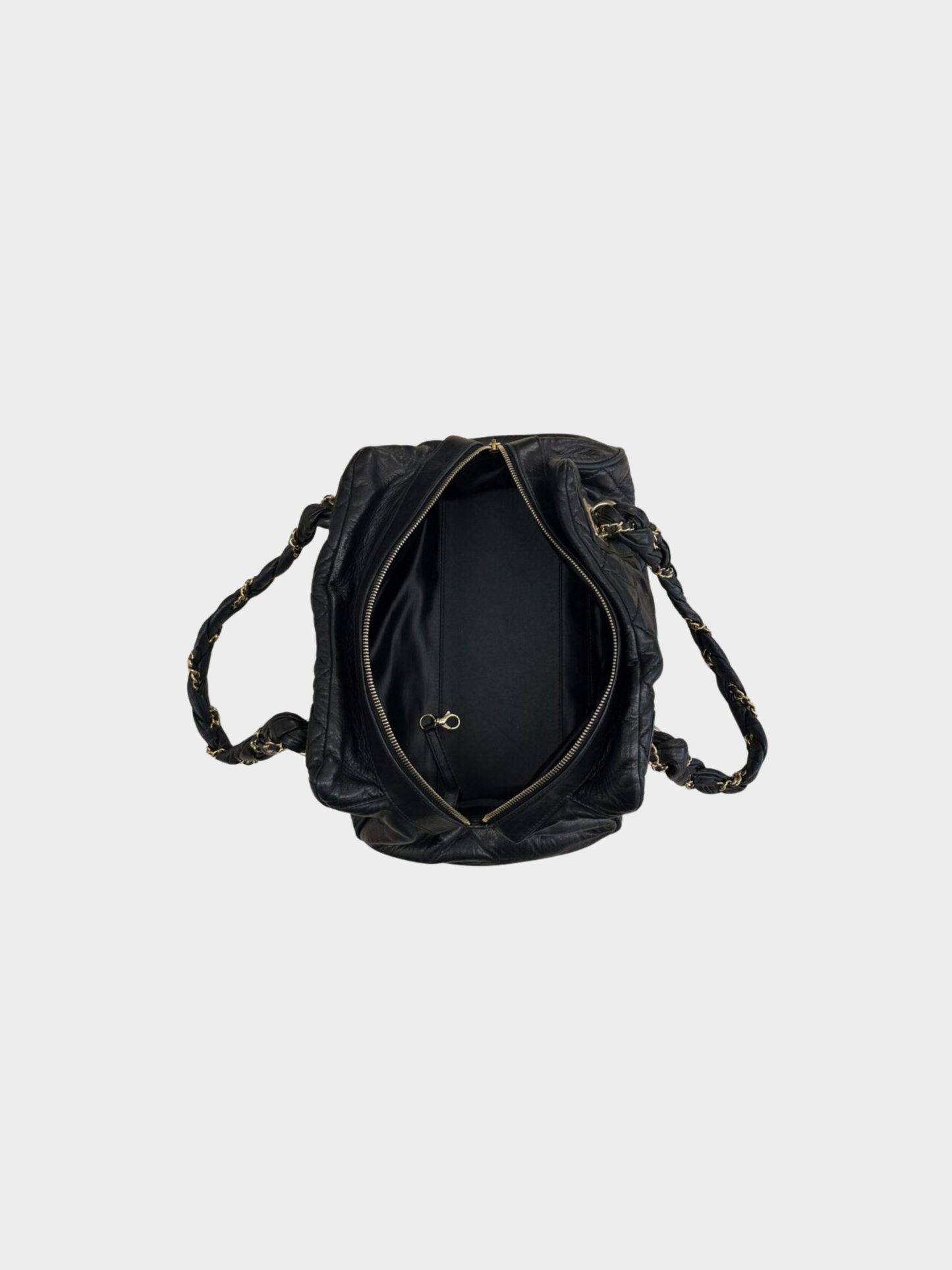 Chanel 2007 Black Quilted Leather Lady Braid Satchel Bag