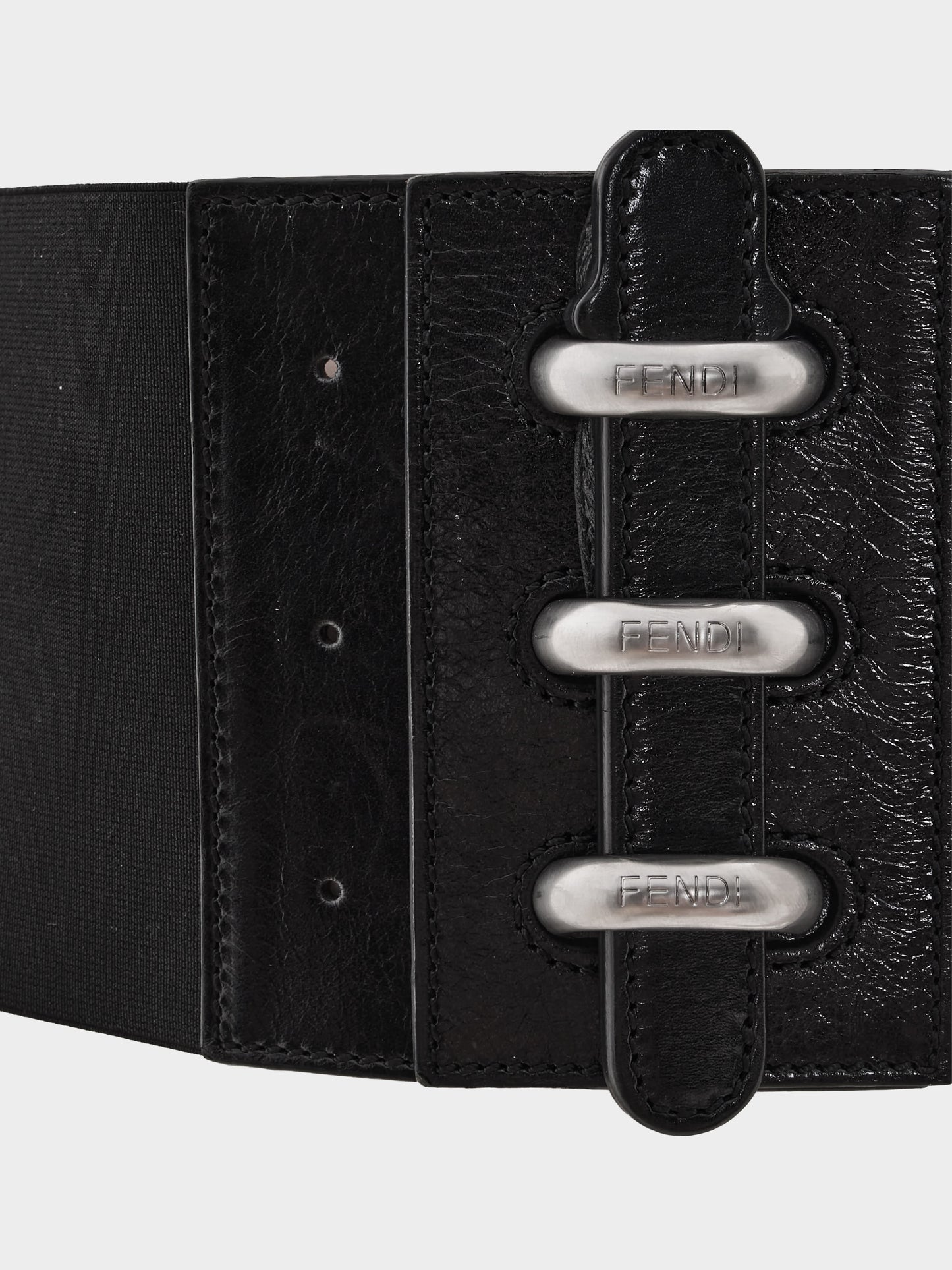 Fendi Early 2000s Black Leather Waistband Corset Belt