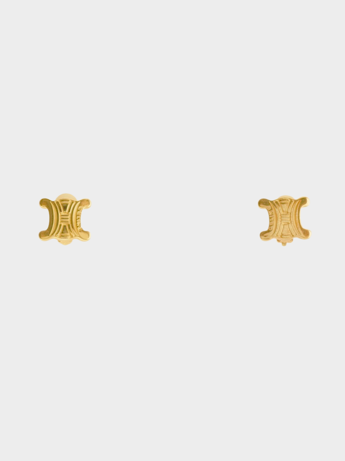 Celine 1990s Gold Triomphe Macadam Clip-On Earrings