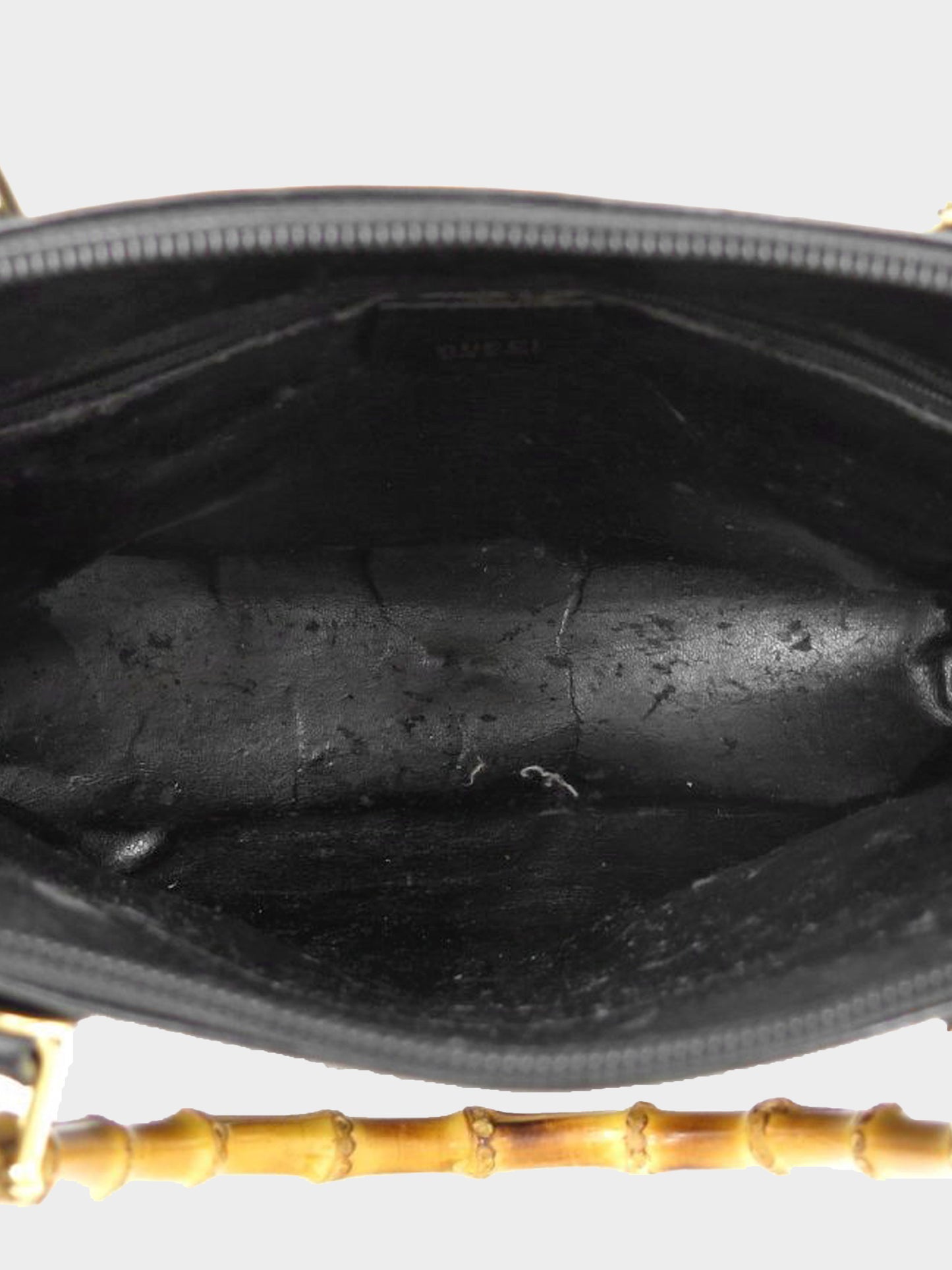 Gucci 1990s Black Leather Bamboo Top Handle Bag
