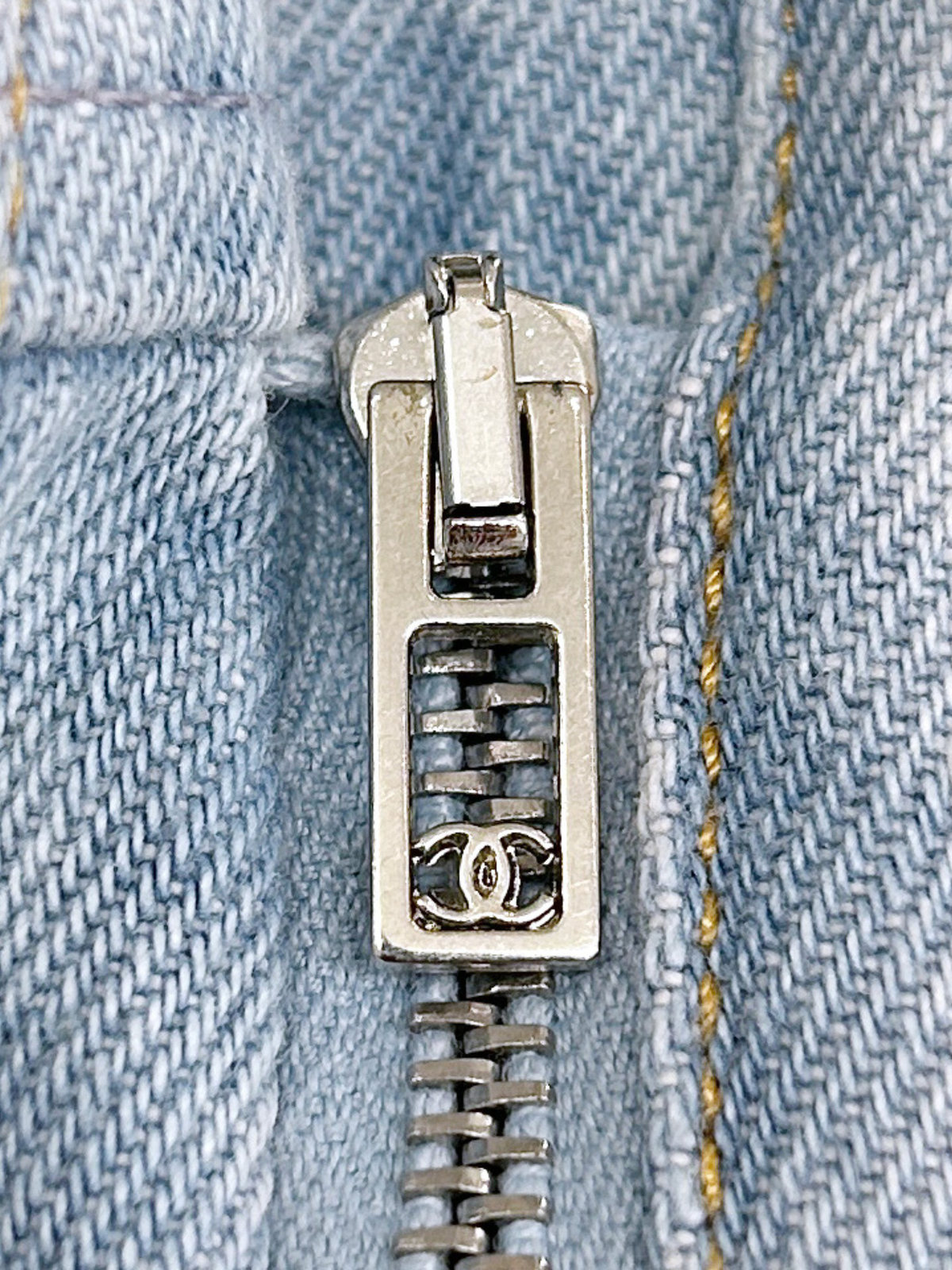 Chanel 2020s Light Blue Pink Denim High-Waisted Shorts