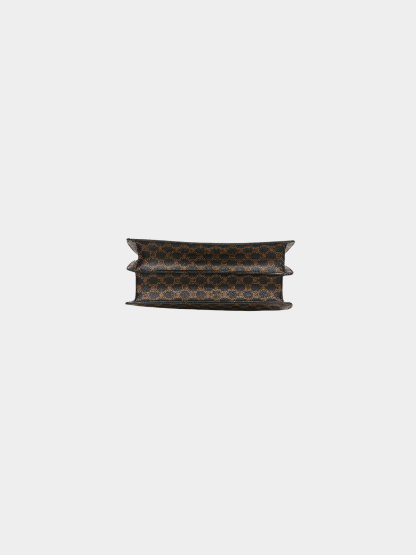 Celine 1990s Black Macadam PVC and Leather Double Flap Handbag