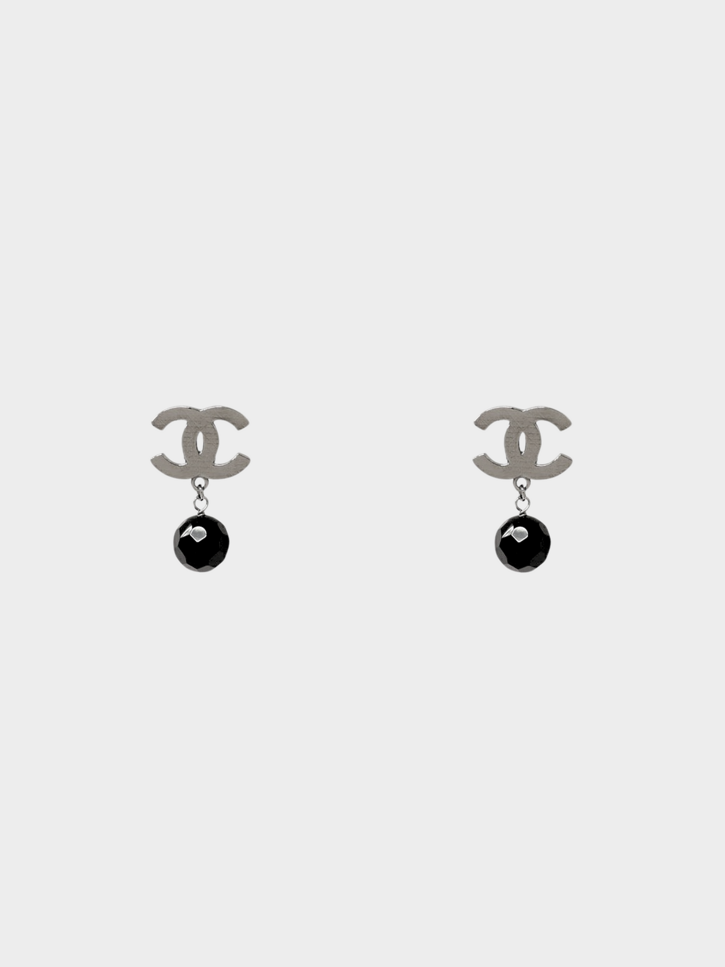 Chanel 2000s Silver CC Hanging Clip-on Earrings