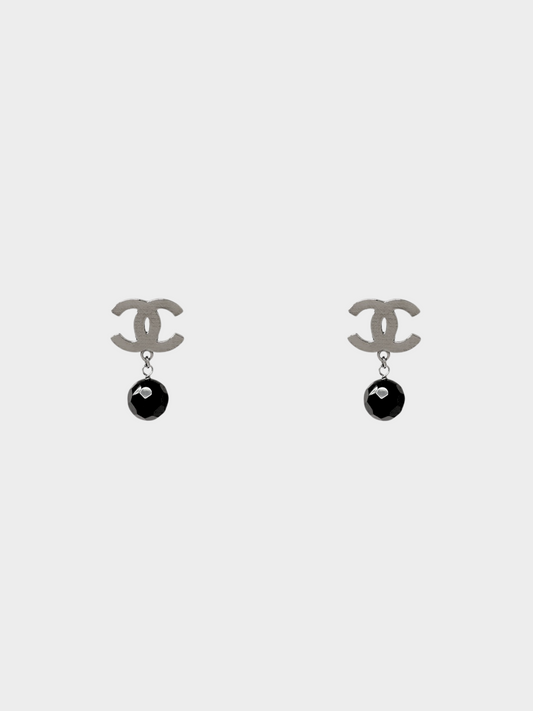 Chanel 2000s Silver CC Hanging Clip-on Earrings