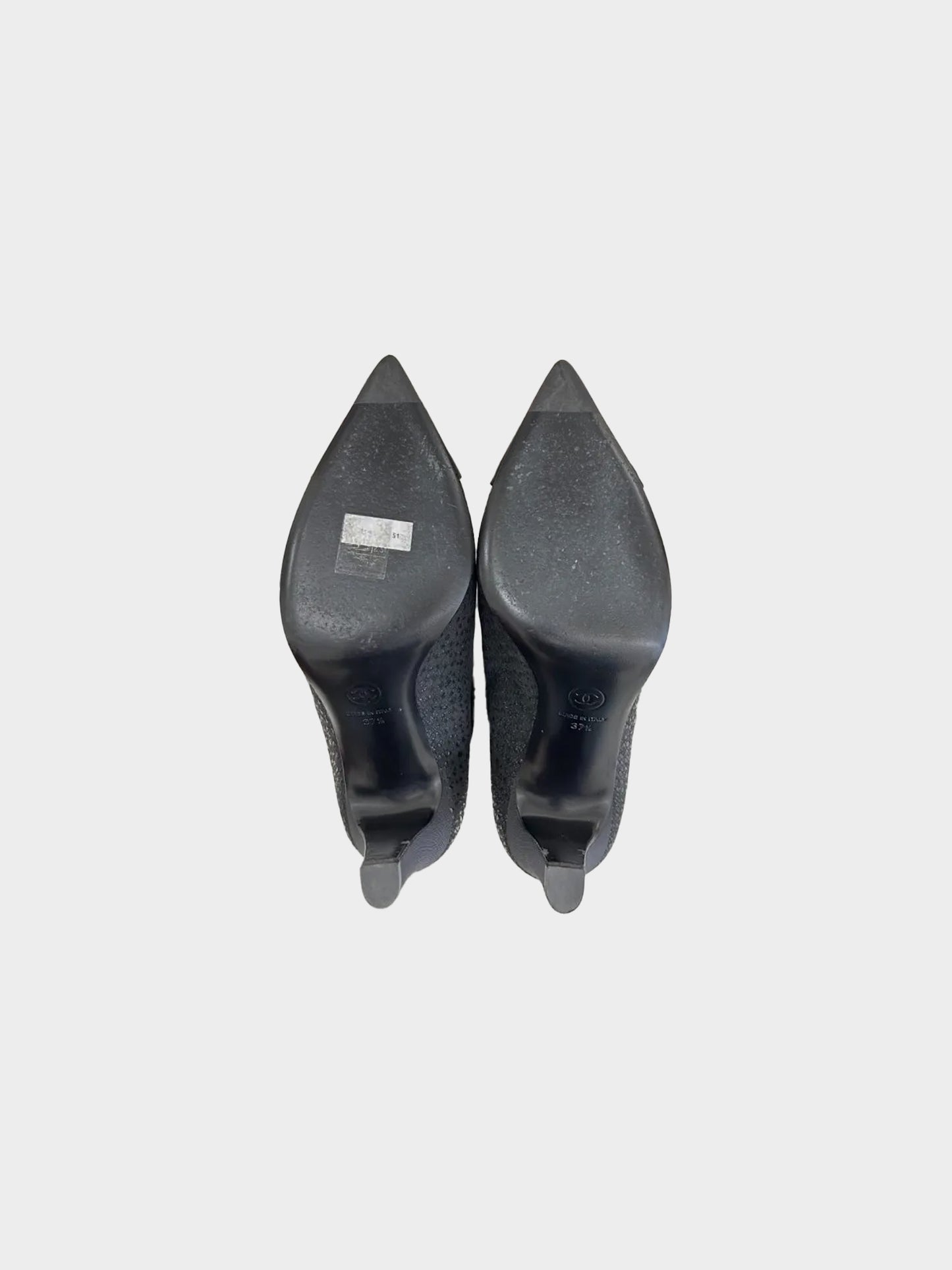 Chanel 2010s Black Fantasy Gabrielle Coco CC Signature Cap Toe Boots