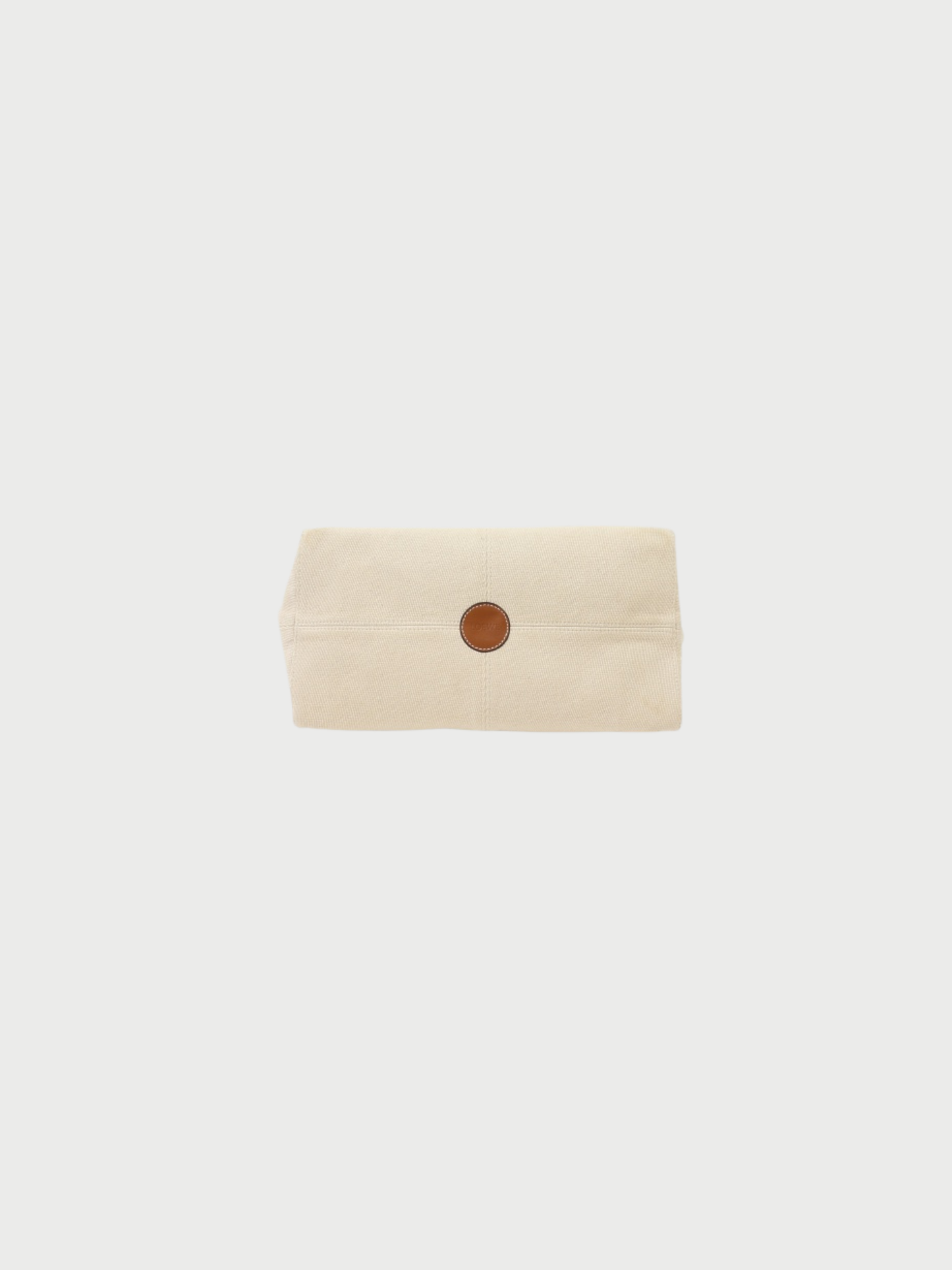 Loewe 2000s Ivory Brown Canvas Leather Cushion Tote Bag