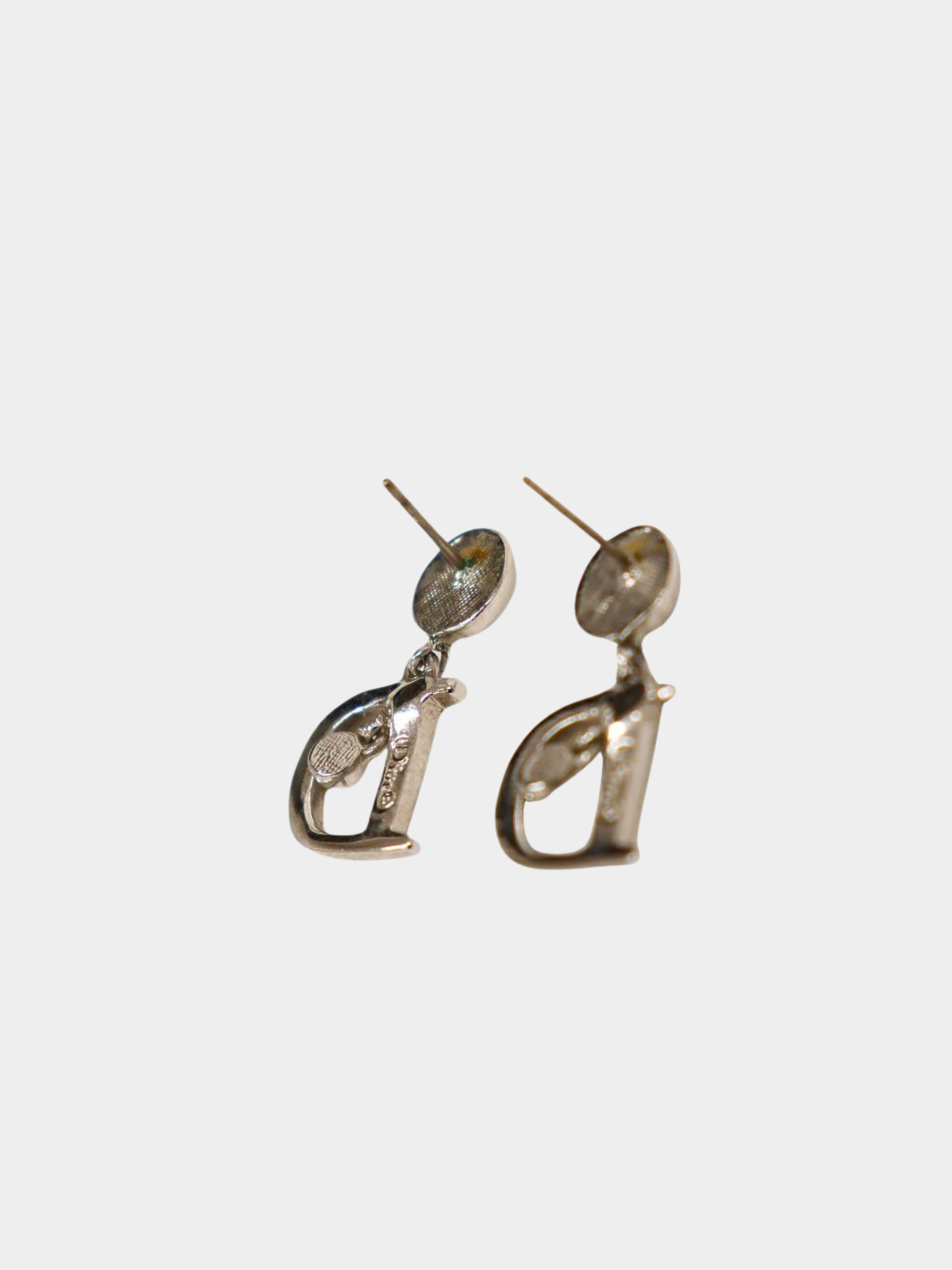 Christian Dior 2000s Silver Plated Metal Logo Earrings