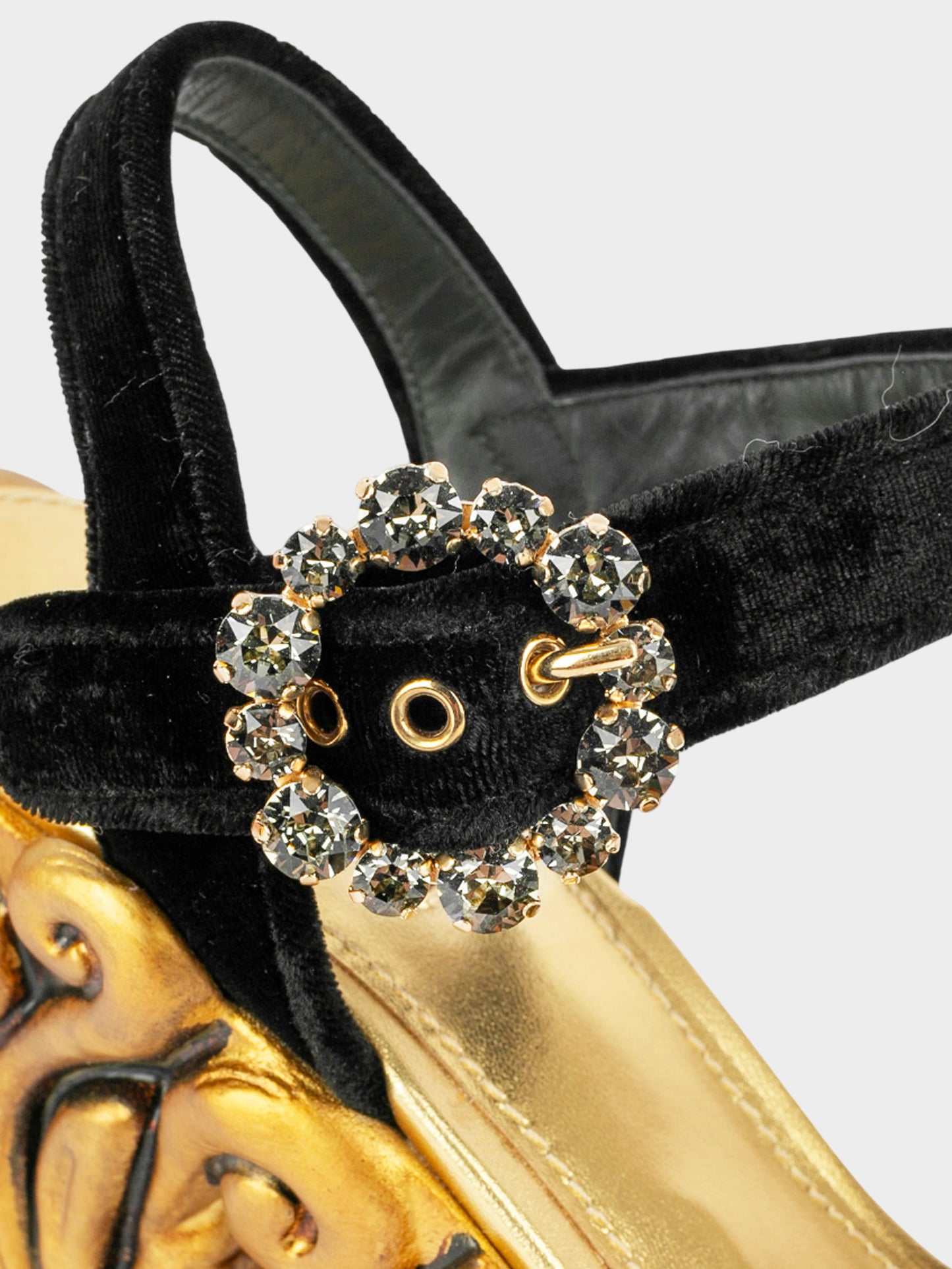 Dolce and Gabbana 2010s Black and Gold Baroque Platform Heels