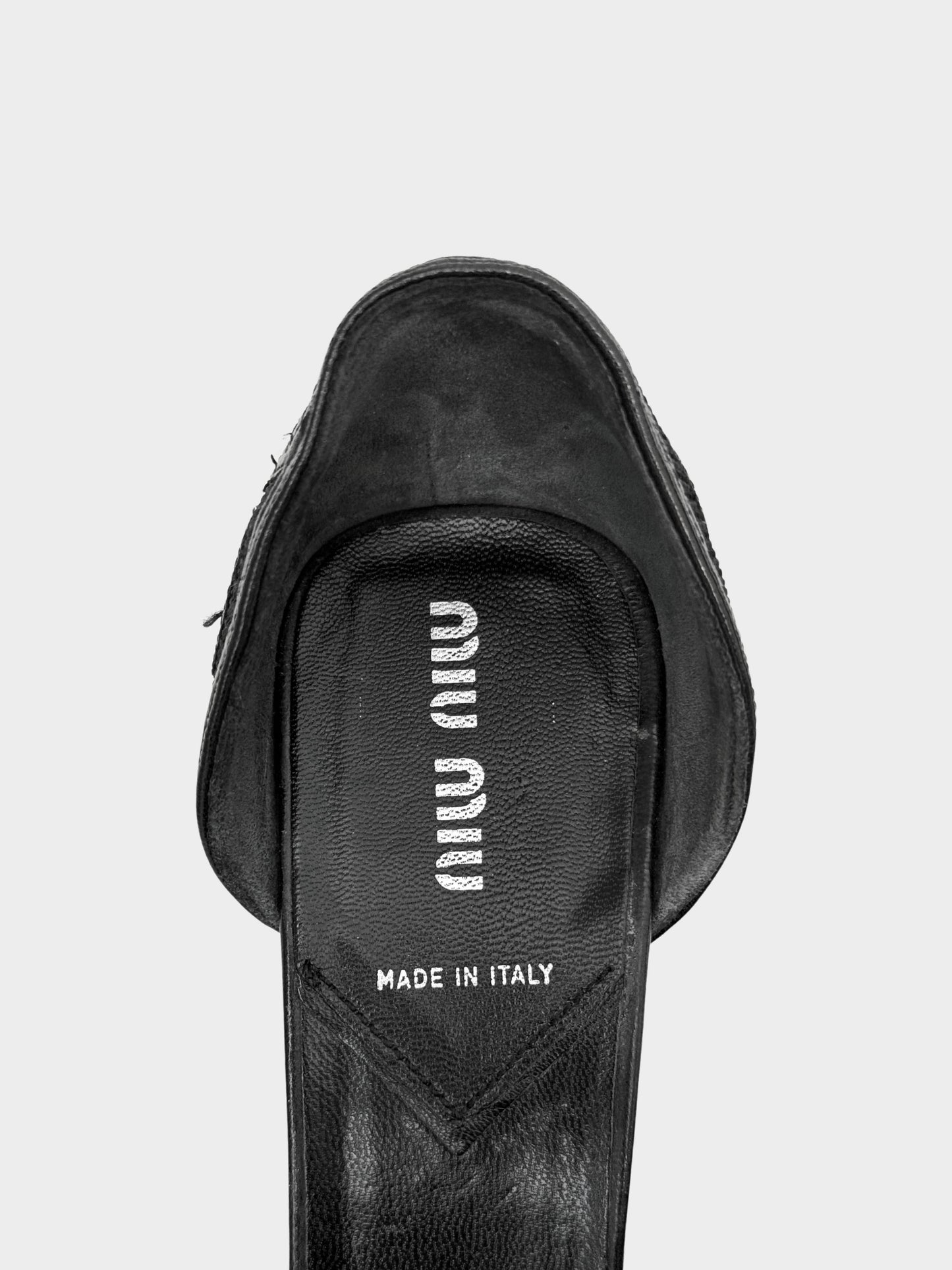 Miu Miu 2000s Black Leather and Mesh D'Orsay Pumps