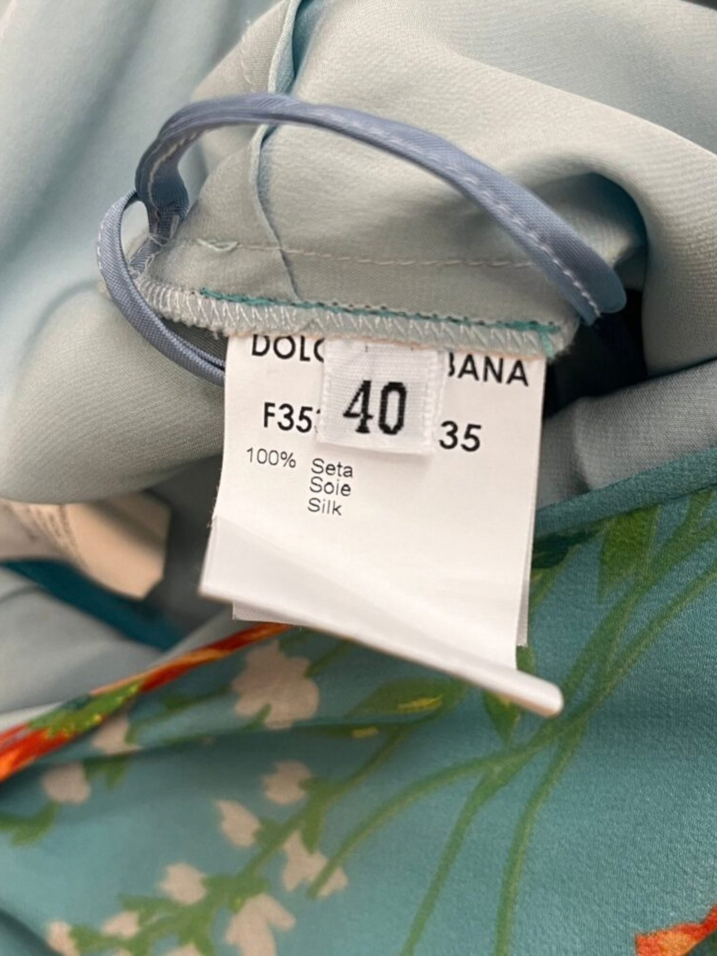 Dolce & Gabbana 2000s Aqua Blue Silk Chiffon Floral Gown