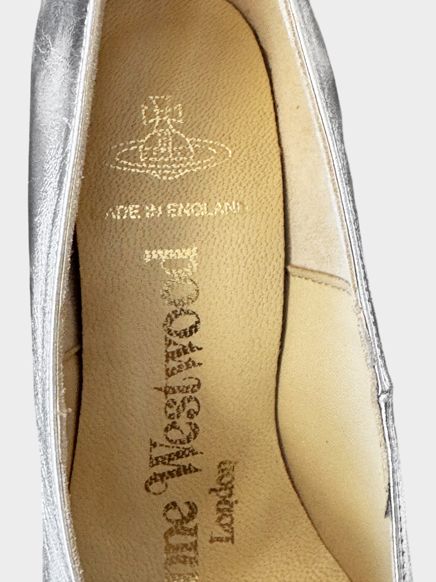 Vivienne Westwood FW 1993 Anglomania Metallic Silver Elevated Court Pumps