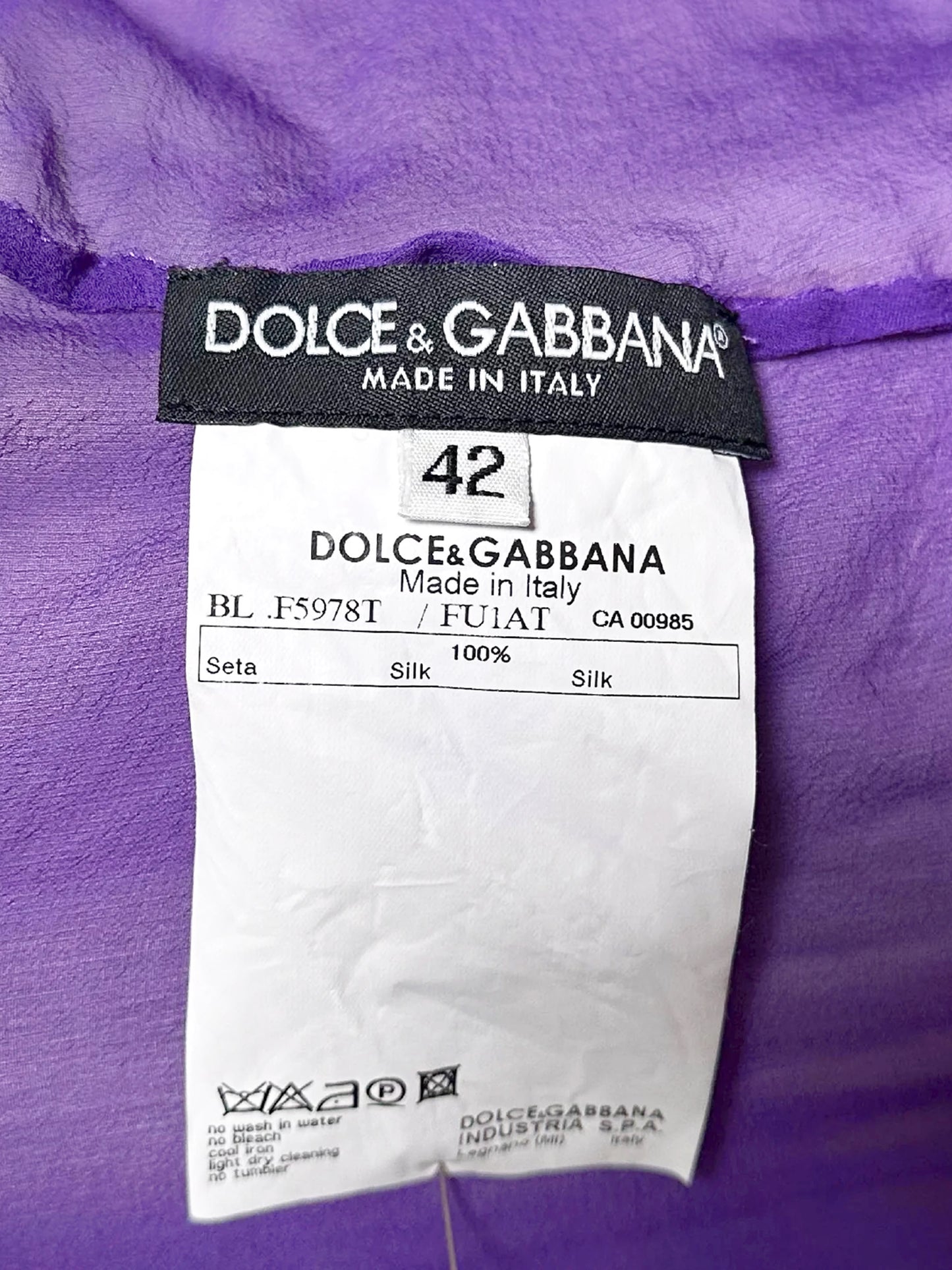 Dolce and Gabbana 2000 Purple Silk Ruffled Top
