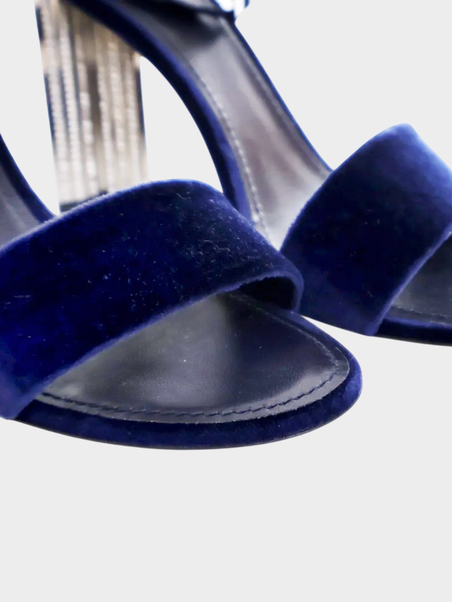 Louis Vuitton 2018 Navy Blue Velvet Silhouette Crystal Embellished Heels