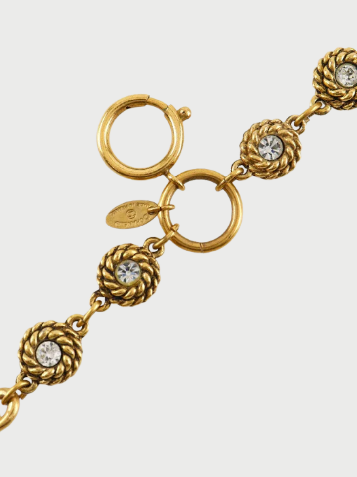 Chanel 1990s Gold Plated Metal Rhinestone Chain Belt