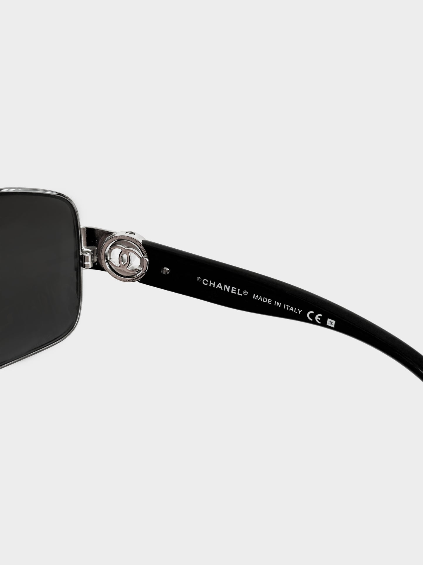 Chanel 2000s Black CC Square Sunglasses