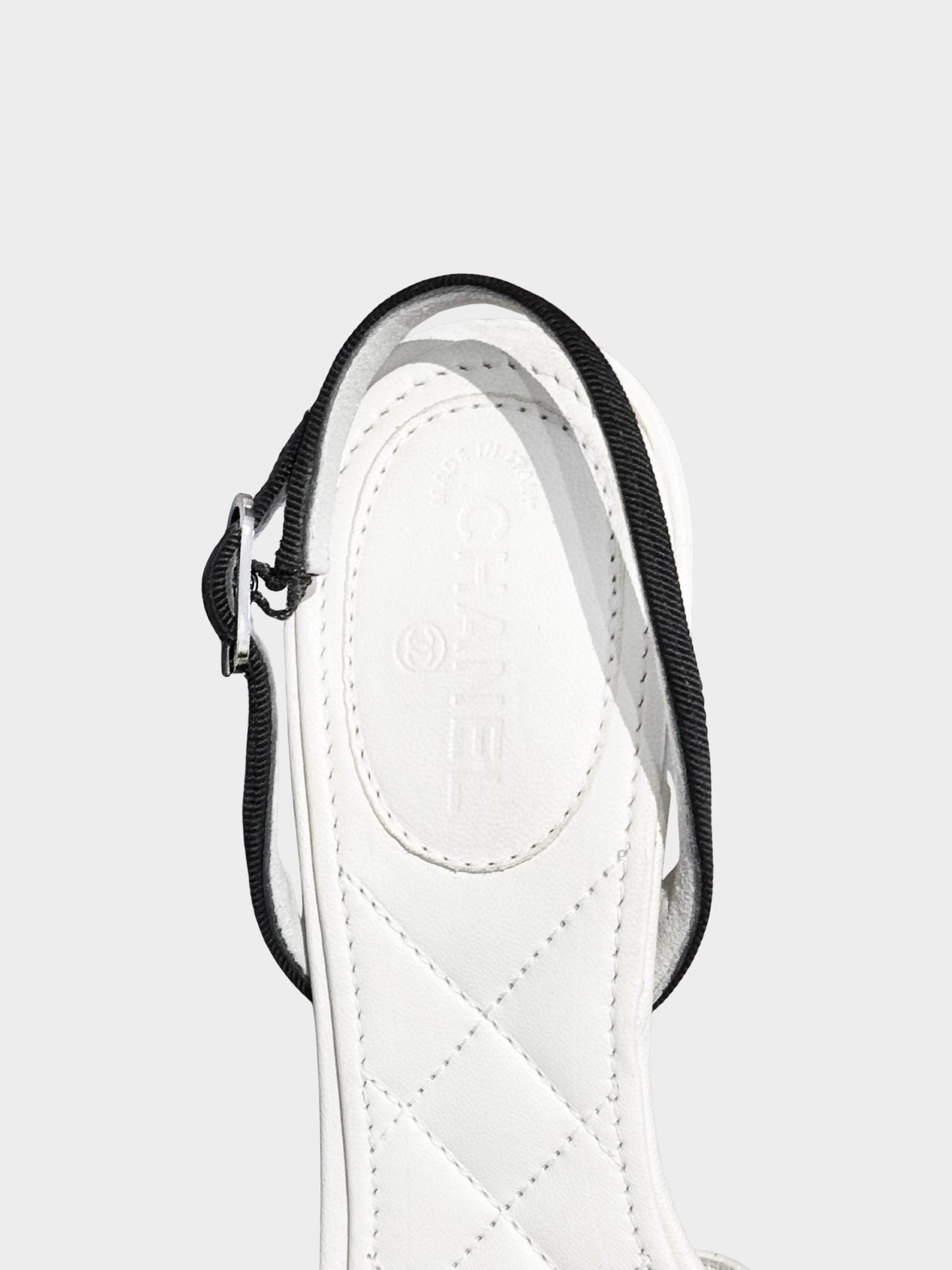 Chanel by Karl Lagerfeld 2006 White and Black Lambskin Leather Camellia and Bow Heels