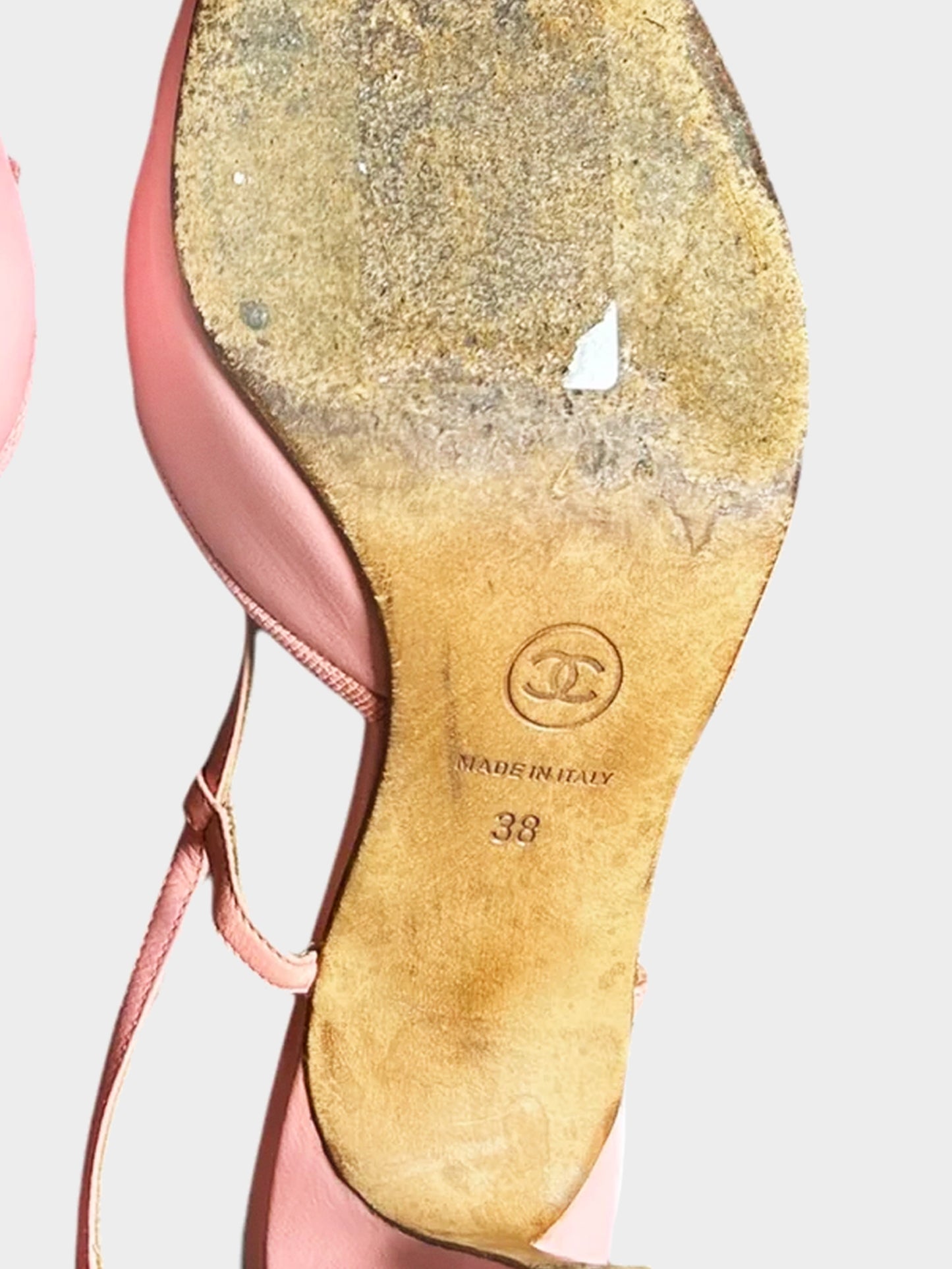 Chanel 2000s Pink and Black CC Pointed Toe Slingback Heels