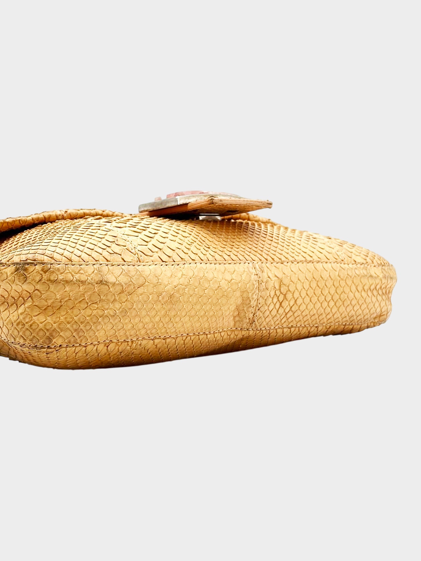 Fendi 2000s Beige Python Baguette Bag