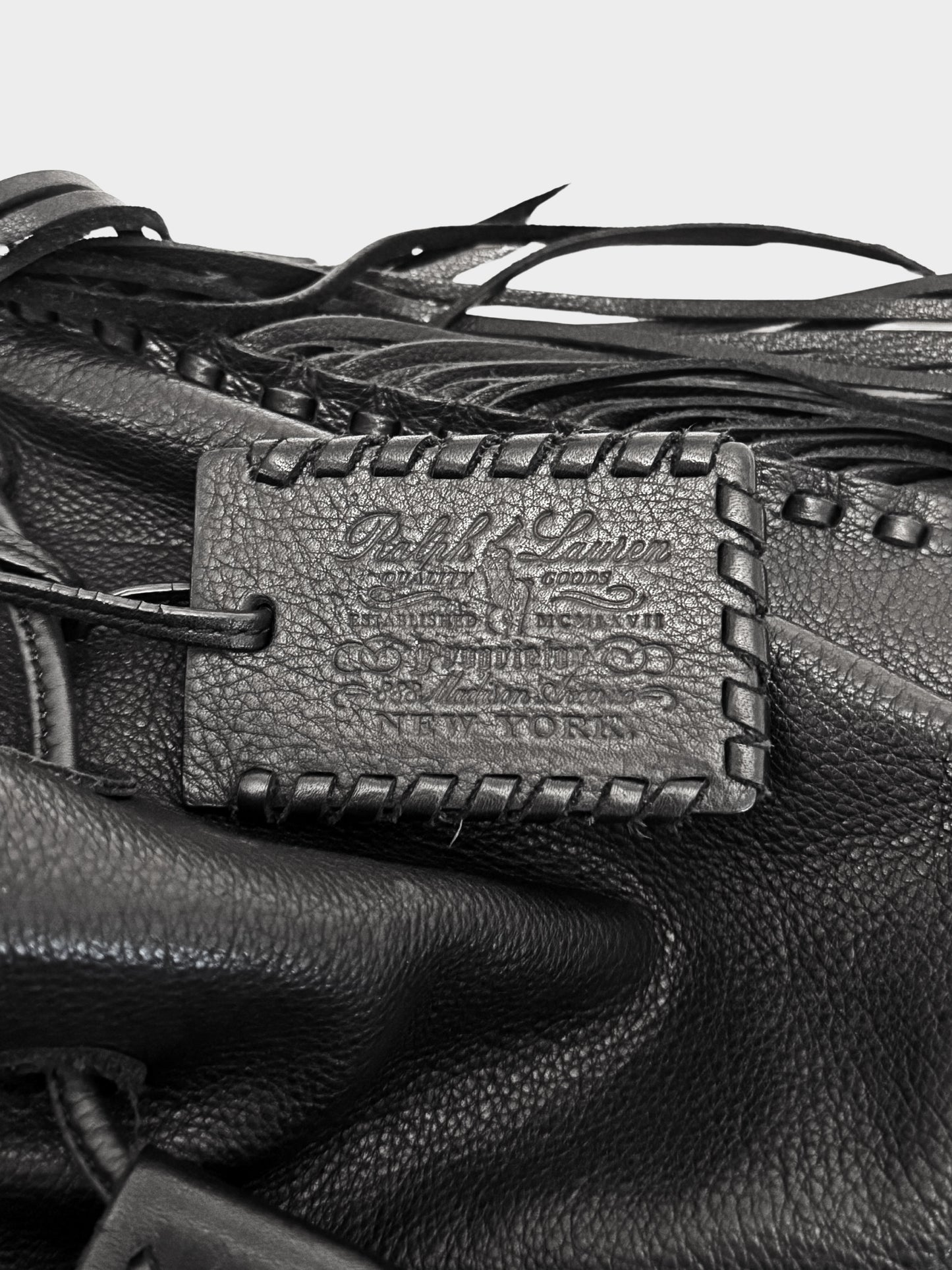 Ralph Lauren 2000s Black Leather Fringe Bucket Bag