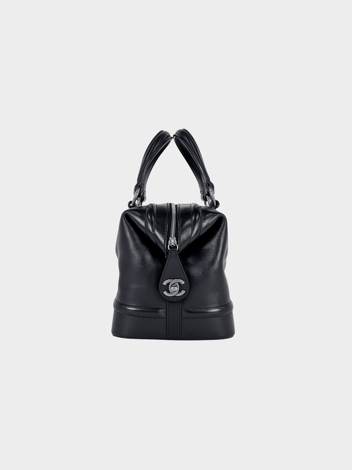 Chanel 2006 Black CC Leather Bowling Bag