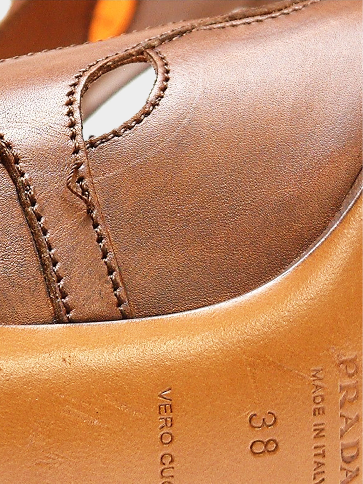 Prada 1990s Brown Leather Cutout Pumps