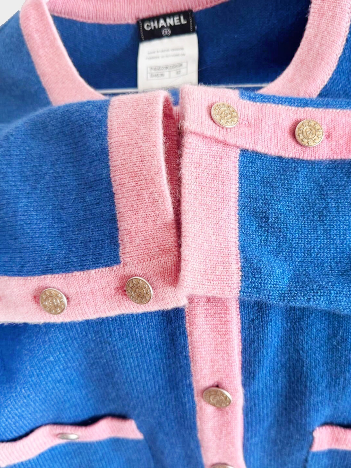 Chanel SS 2013 Bi-color Blue and Pink Cashmere Cardigan