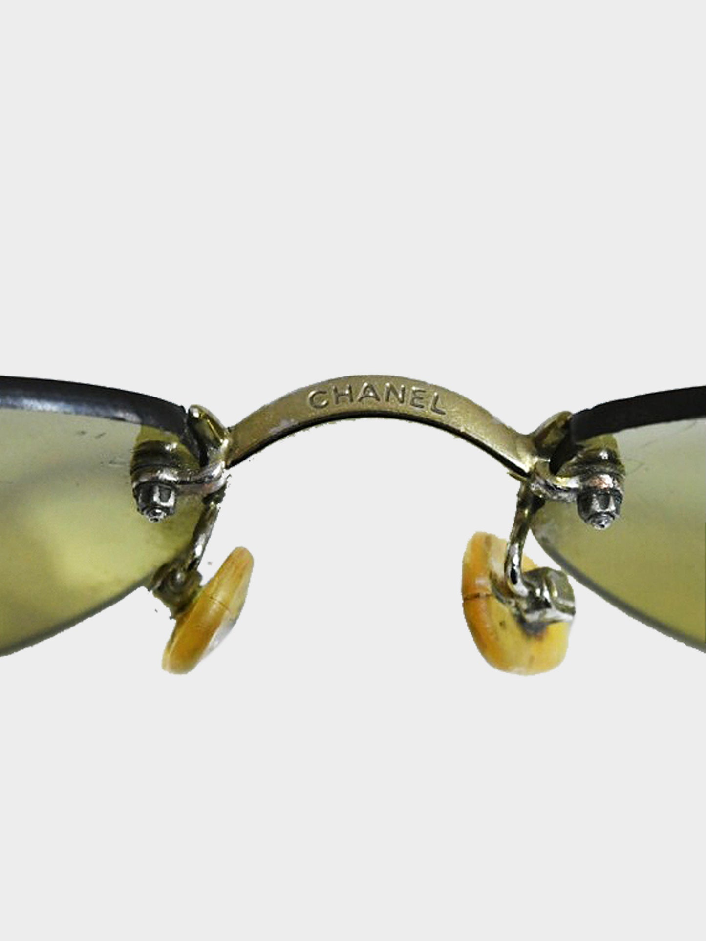 Chanel 2000s Khaki Oval Rimless Sunglasses