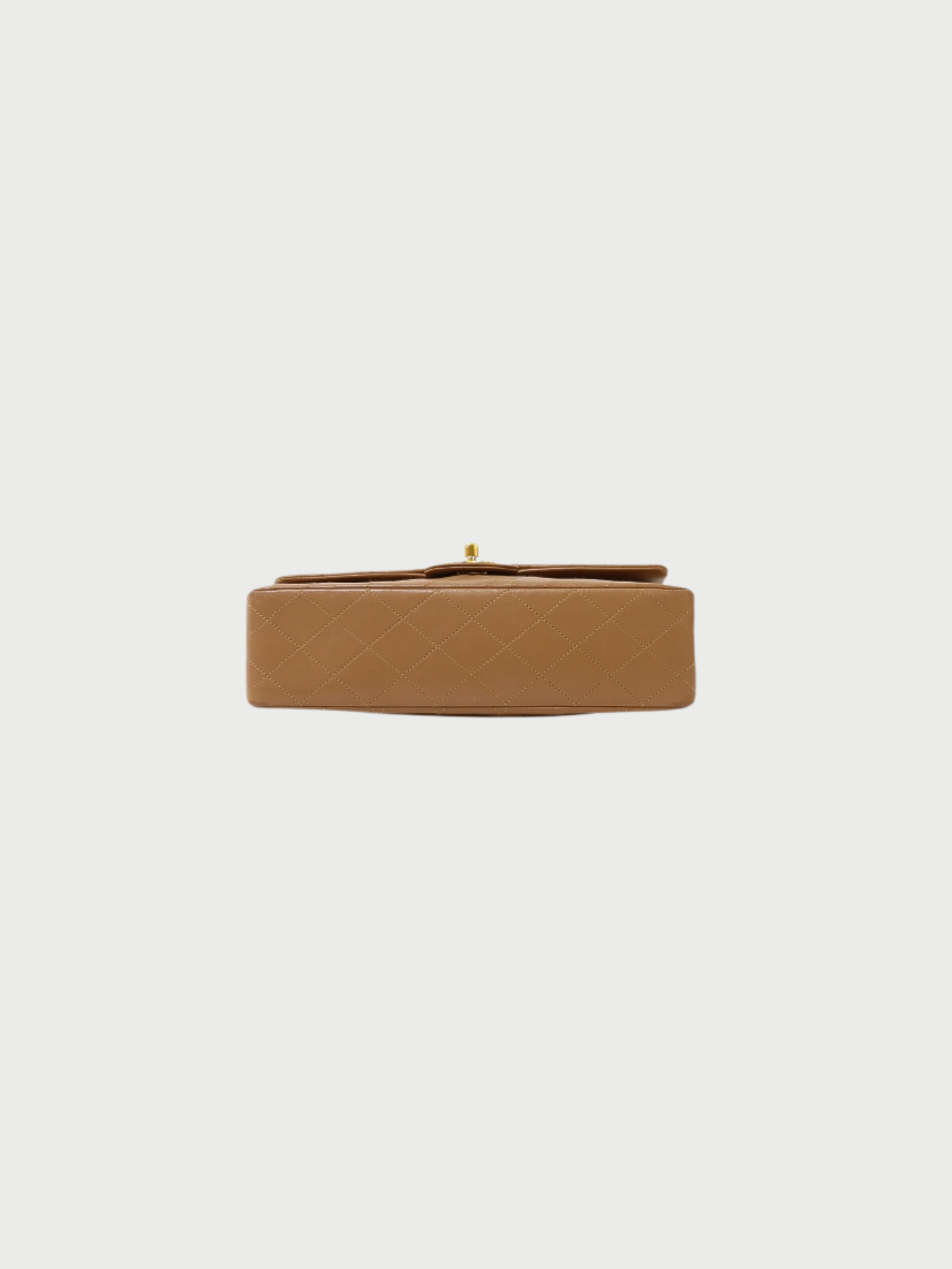 Chanel 1990-1991 Beige Leather Matelassé Double Flap Chain Shoulder Bag