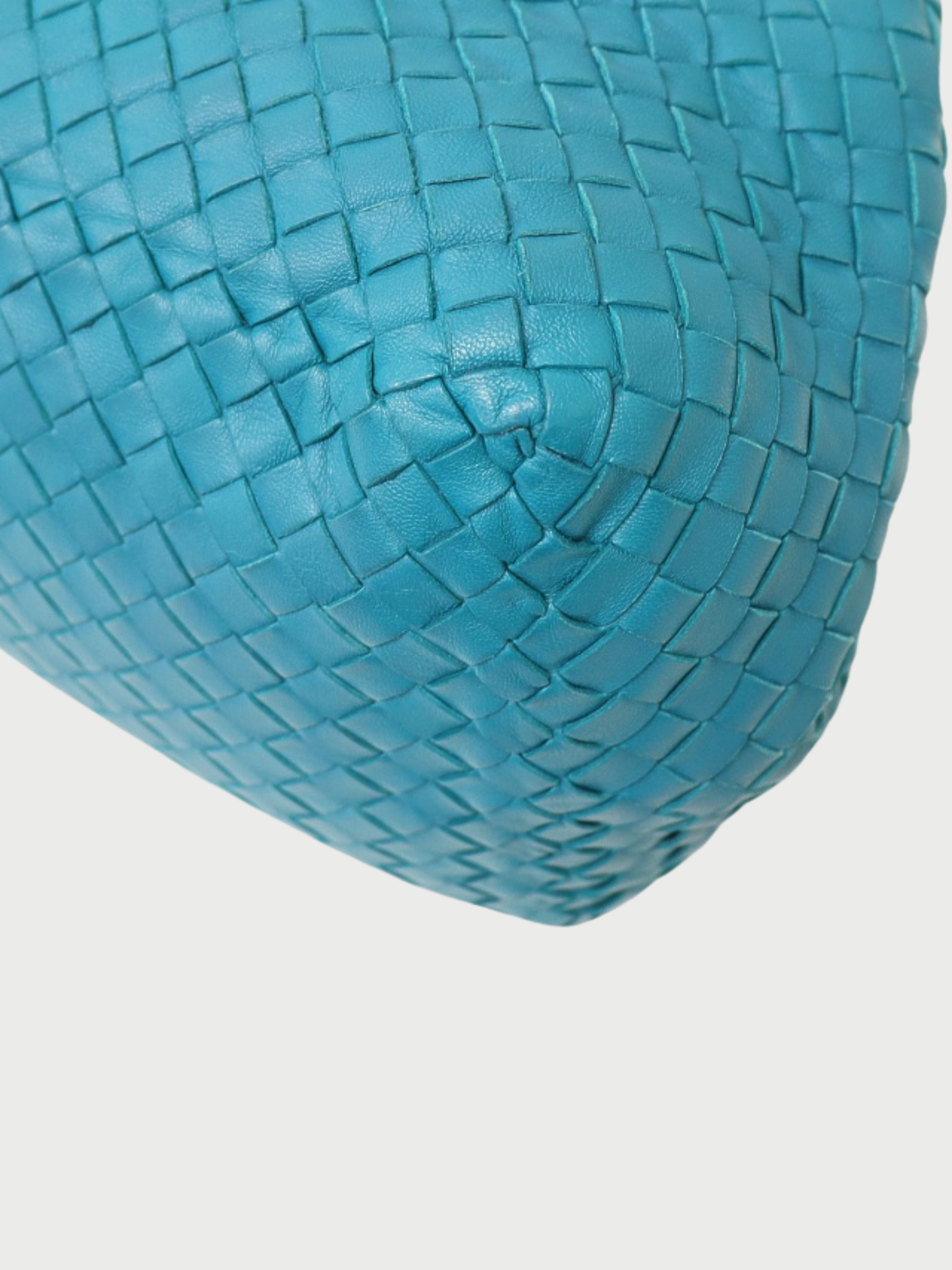 Bottega Veneta 2010s Blue Turquoise Leather Intrecciato Tote Bag