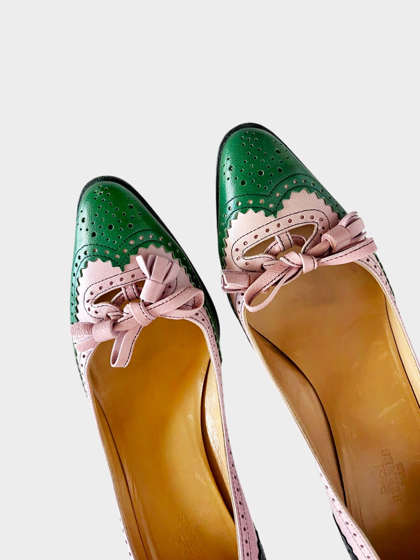 Hermes 1980s Tri-color Tassel Brogue Pumps