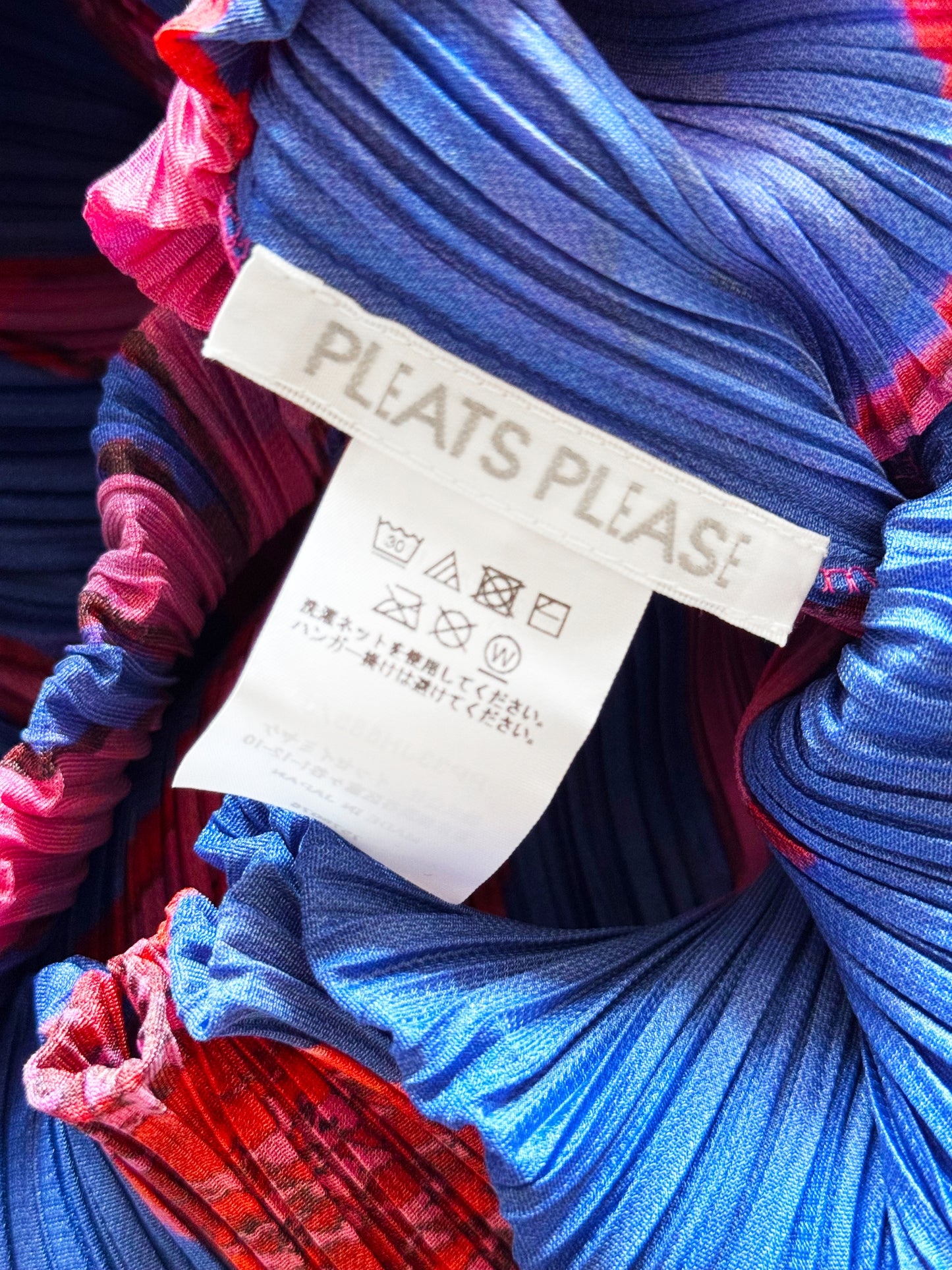 Issey Miyake Pleats Please 2023 Blue and Pink 'Ice Desert' Print Dress