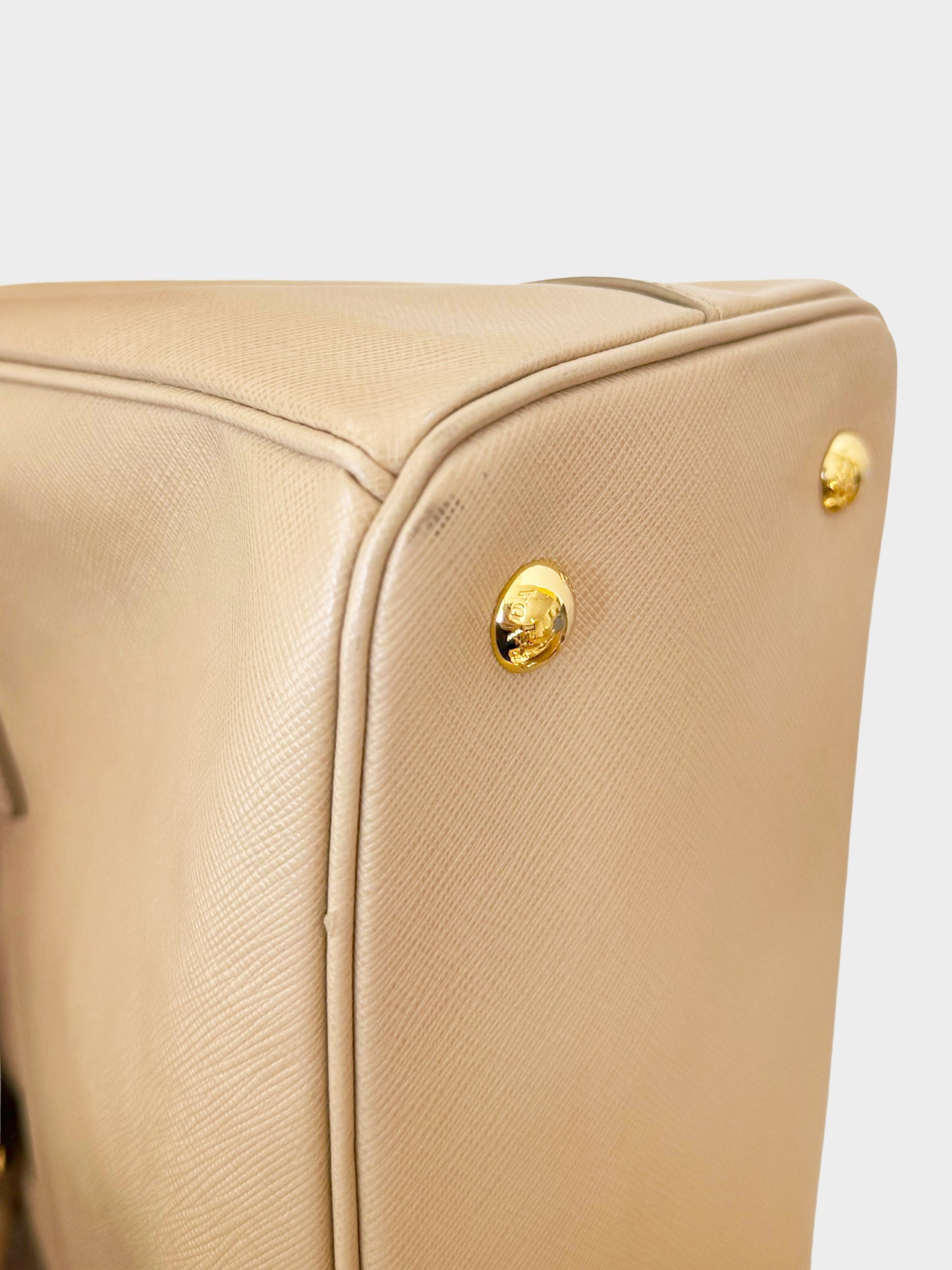 Prada 2010s Beige Saffiano Lux Leather Galleria Tote Bag