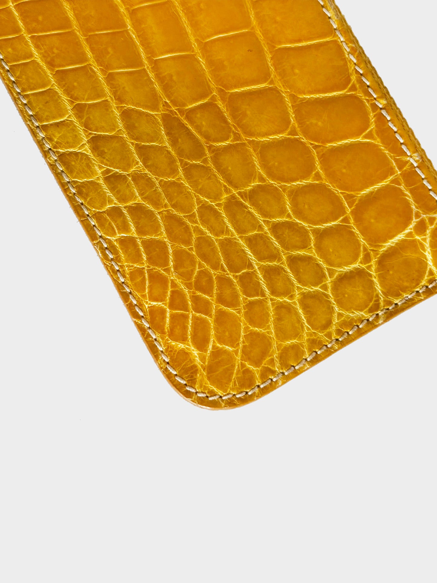 Prada 2000s Yellow Crocodile Leather Key Pouch