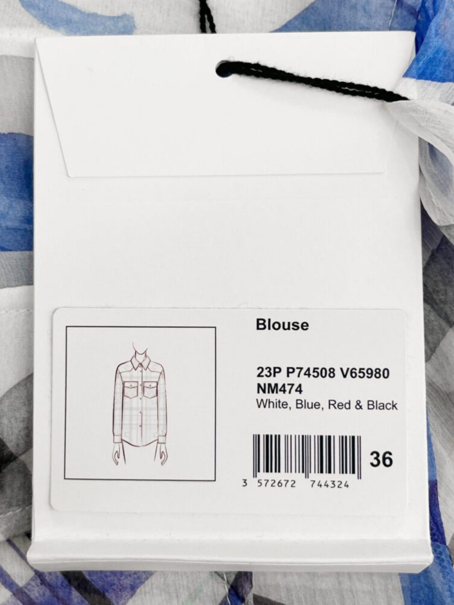 Chanel 2023 Blue White Plaid Silk Chiffon Button Down Shirt