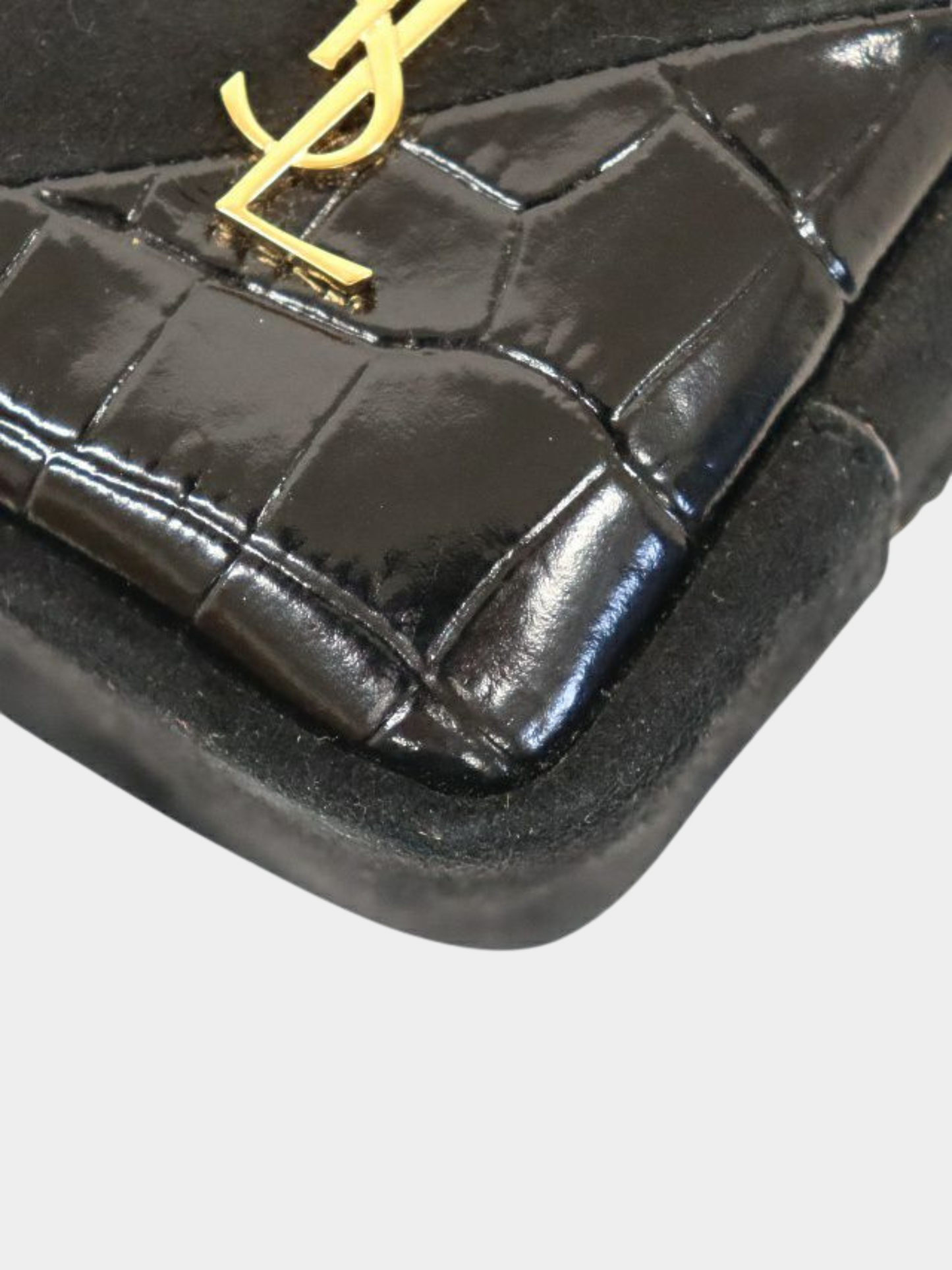 Yves Saint Laurent 2000s Black Embossed Leather Jamie Pouch