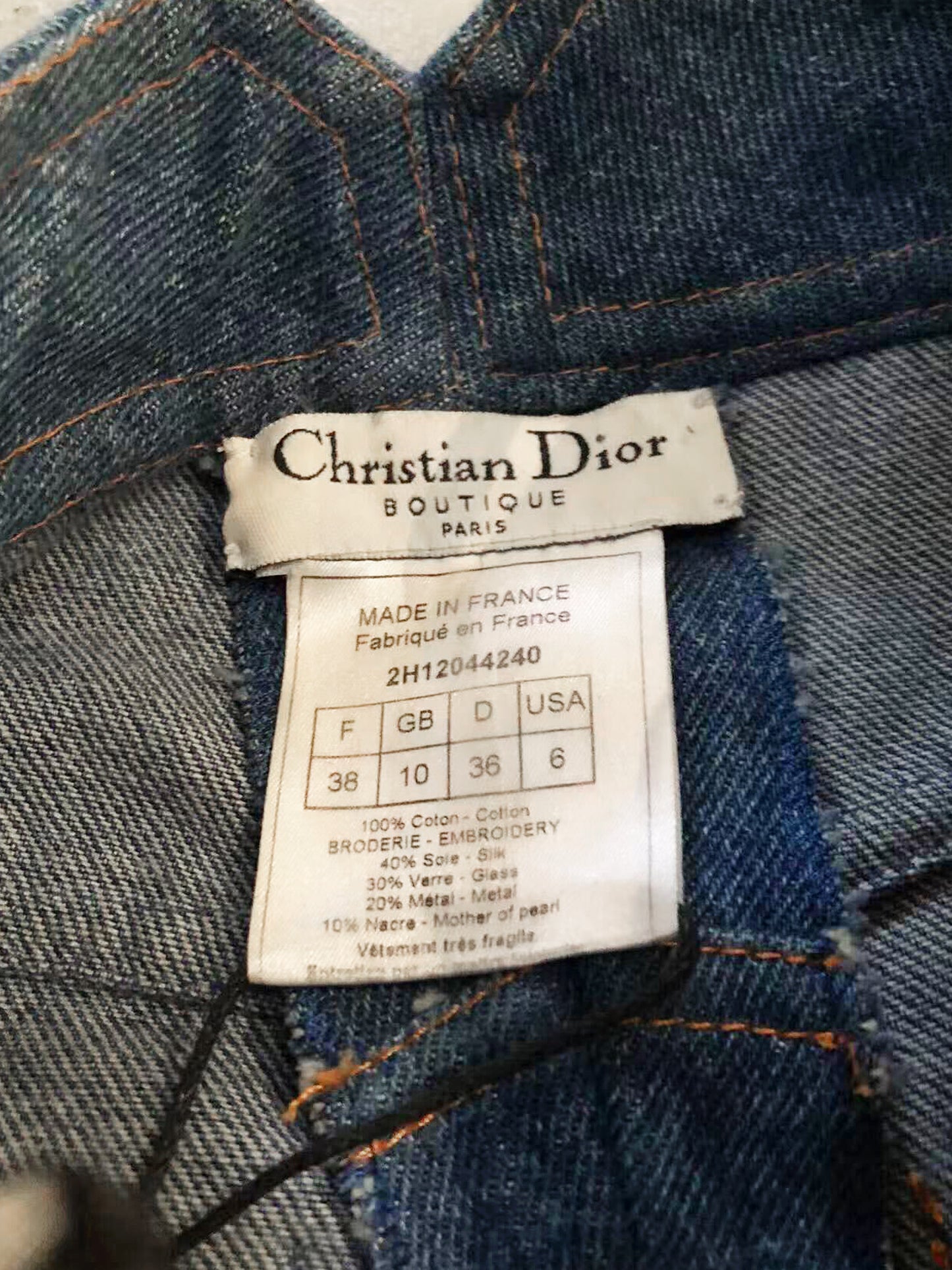 Christian Dior Early 2000s Rare Embroidered and Beaded Denim Pants