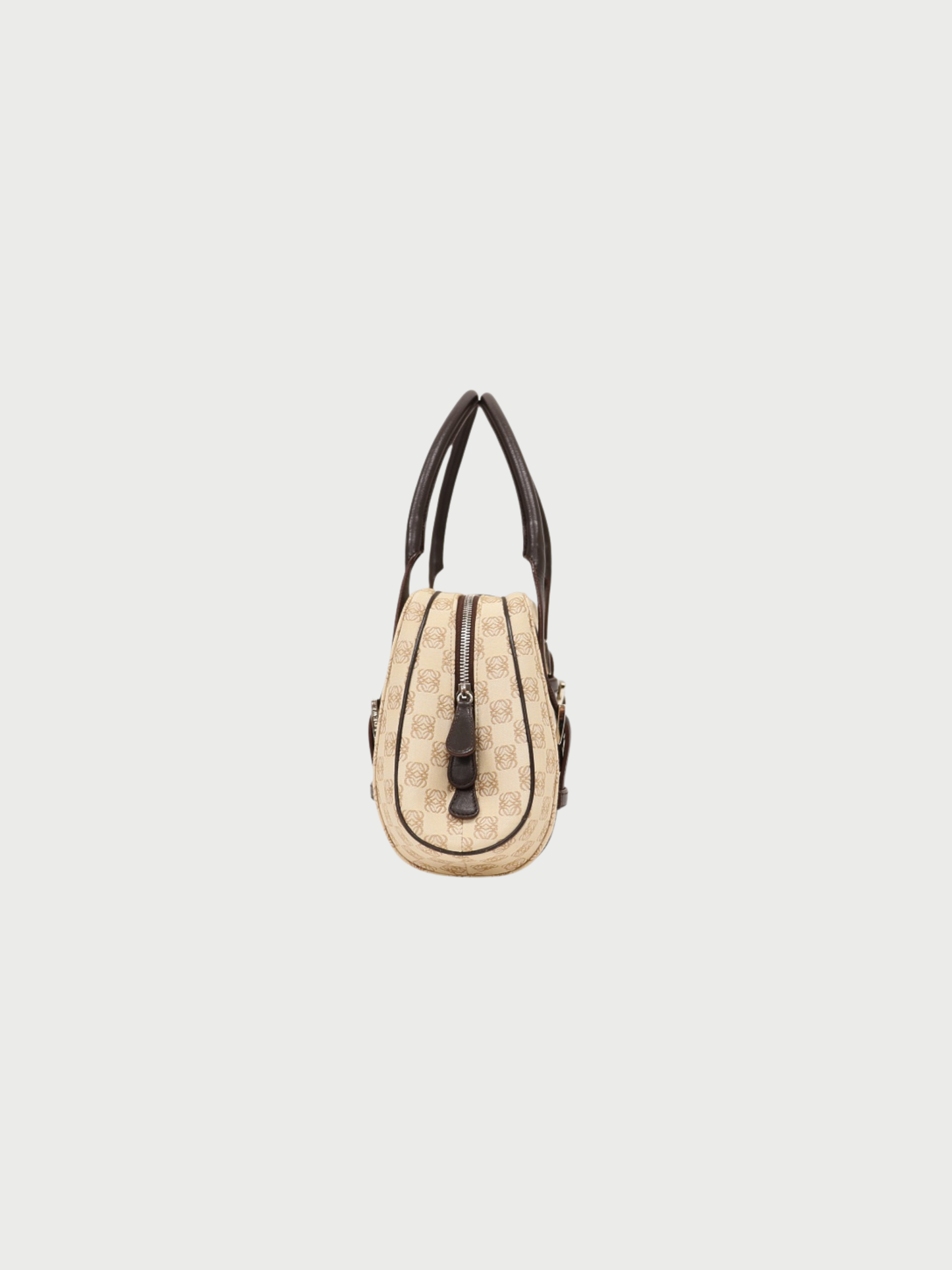 Loewe 2000s Ivory Brown Canvas Leather Senda Bag
