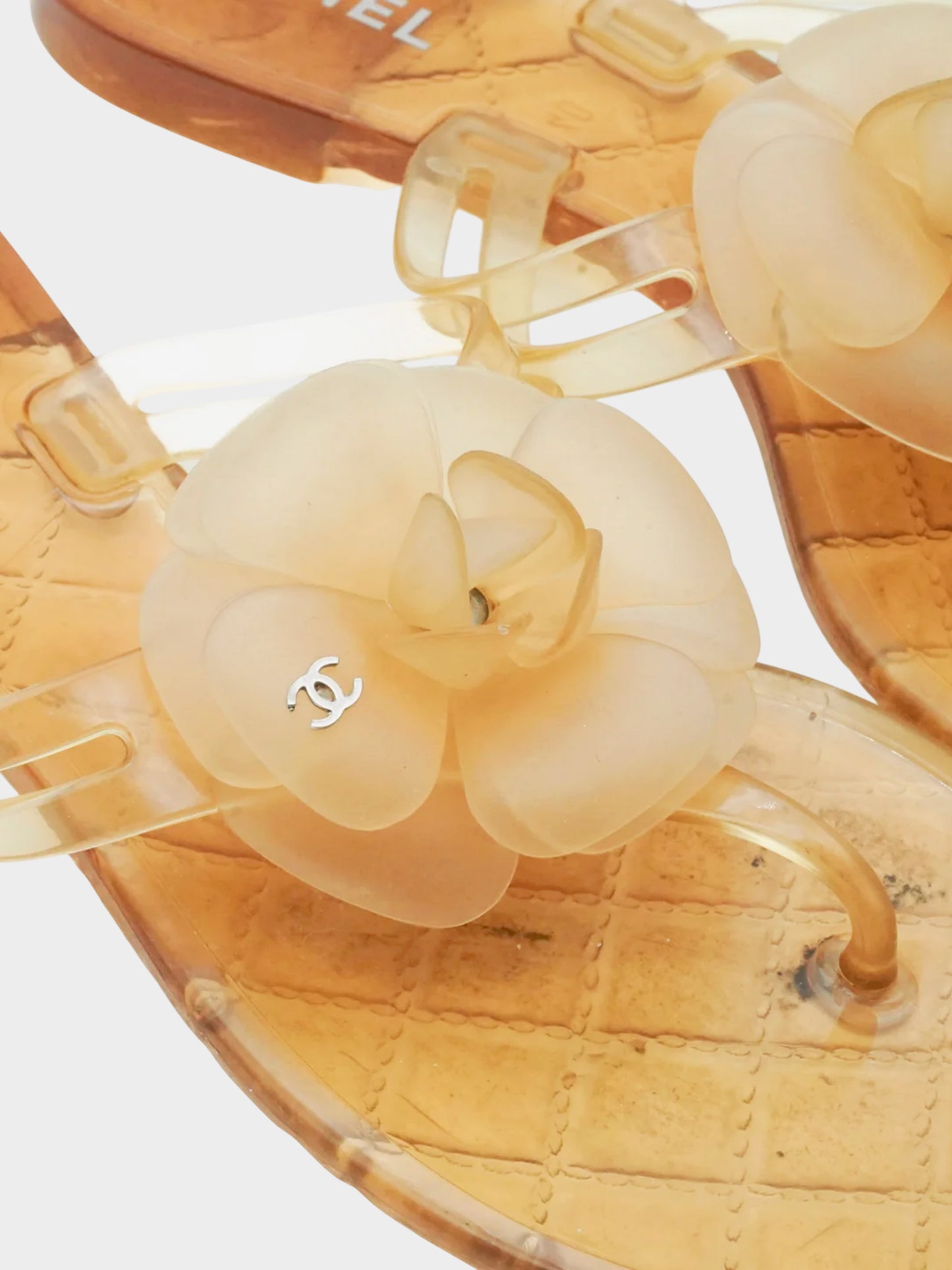 Chanel by Karl Lagerfeld Resort 2010 Beige Camelia PVC Sandals